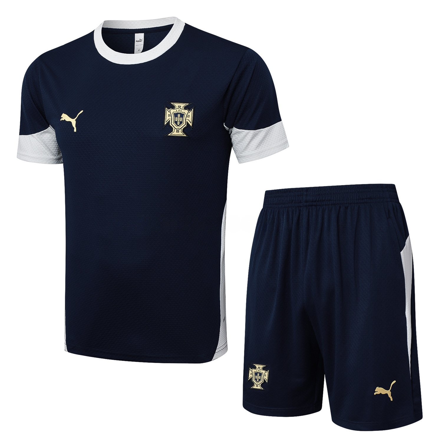 Portugal 25-26 Short-Sleeve Training Set - Deep Blue Top and Shorts - ReplicasJersey