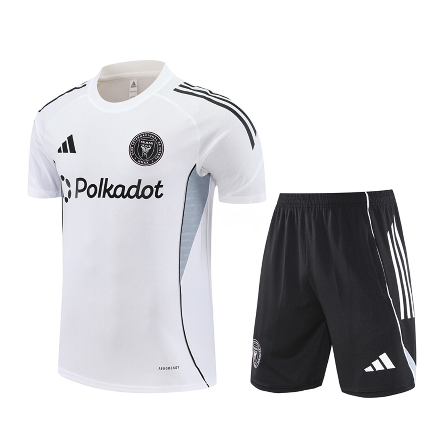INT M.A.M 25-26 Short-Sleeve Training Set - White Top and Black Shorts - ReplicasJersey