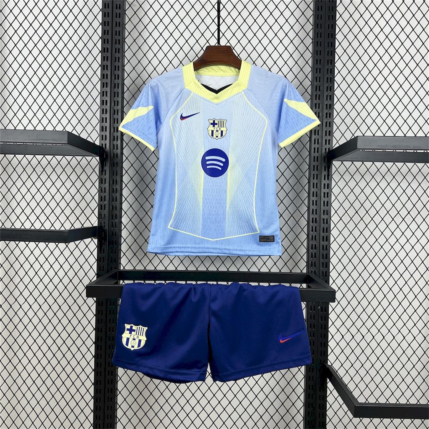 B.A.R.S.A 25-26 T90 White Lines Light Blue Gradient Special Kids Kit - ReplicasJersey