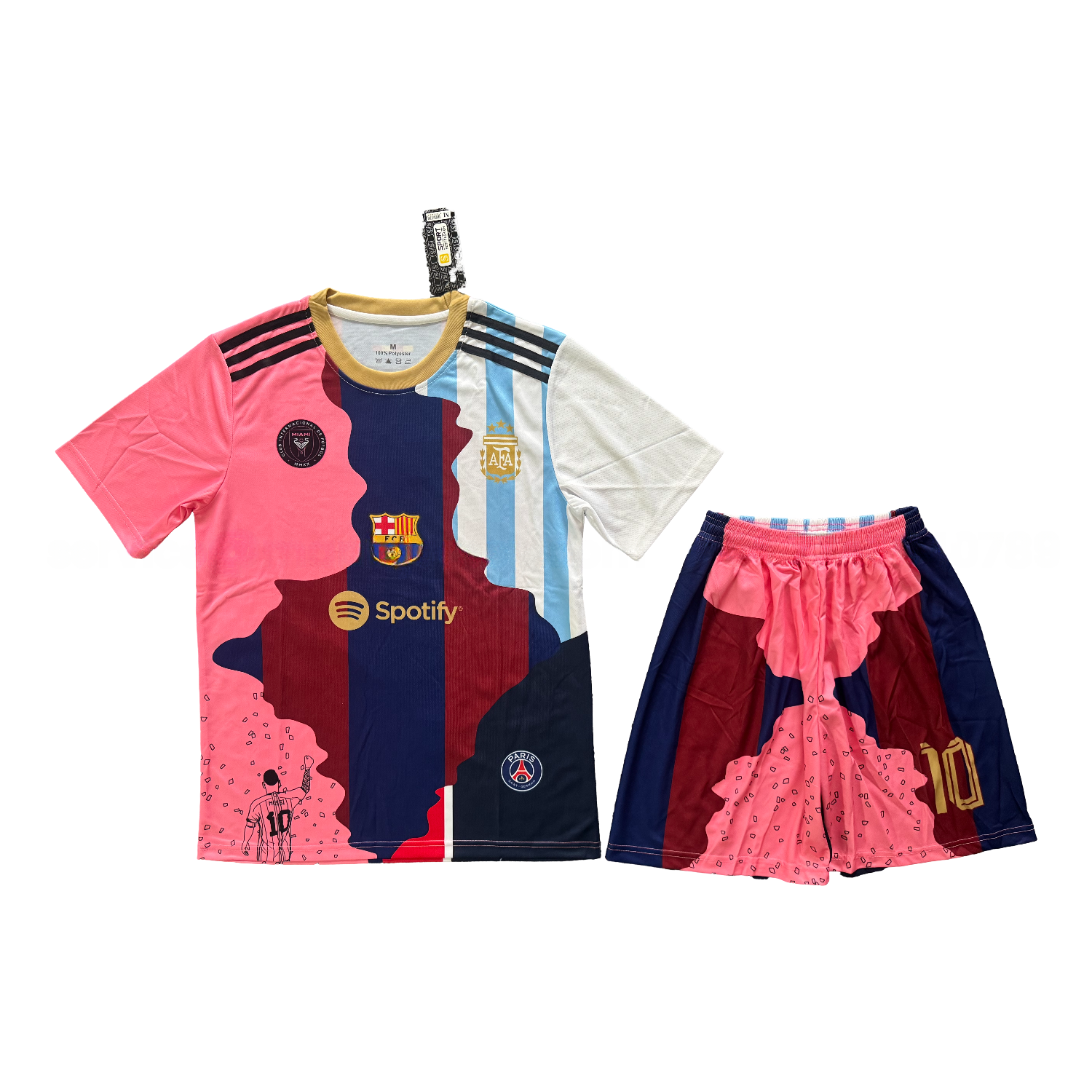 Messi Career Commemorative Men's Adult Jersey Set - Fans Versionwith Messi #10 - B.A.R.S.A Argentina Paris Saint-Germain PSG INT M.A.M - ReplicasJersey