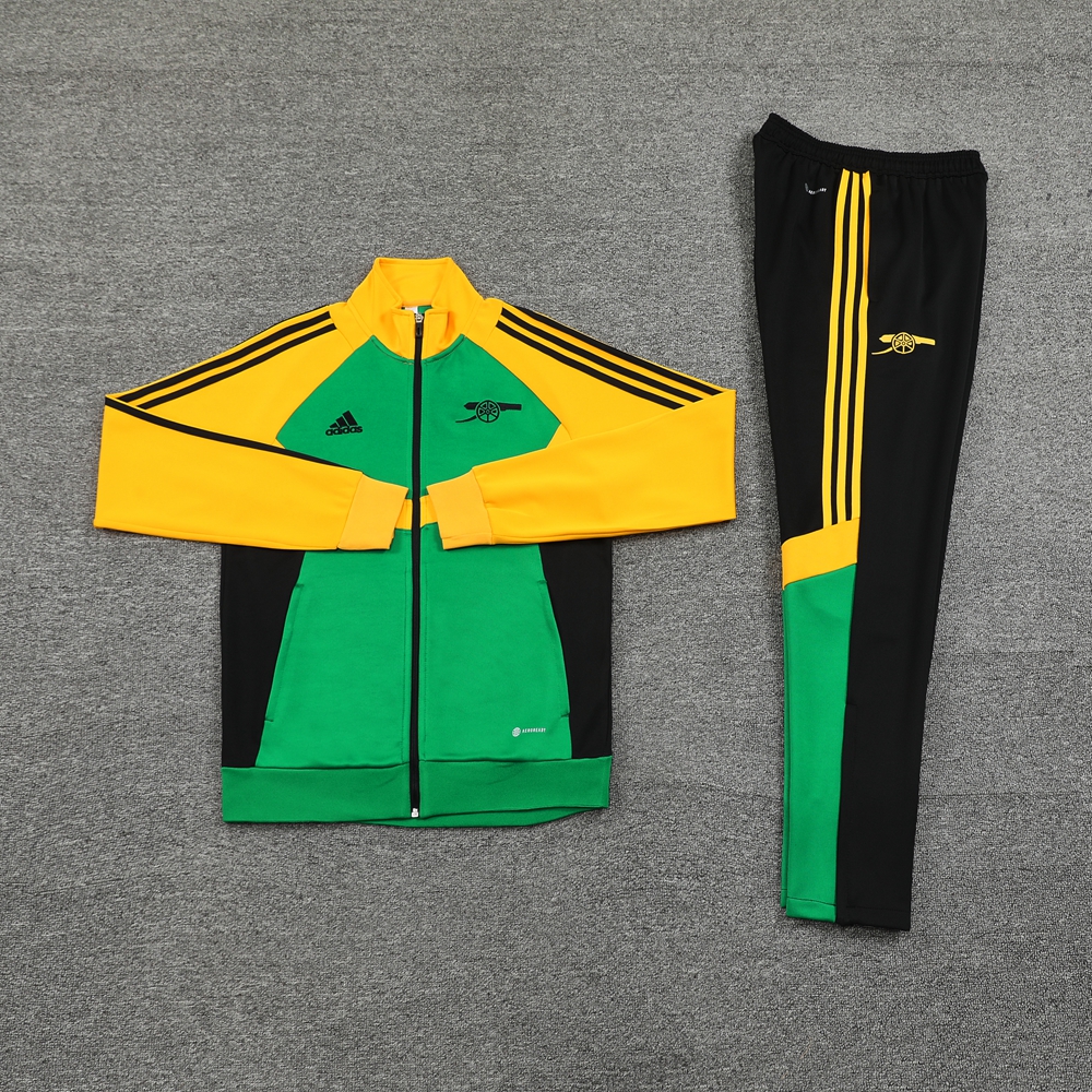 Arsenal 24-25 Jacket Training Tracksuit - Green Top and Black Pants - ReplicasJersey