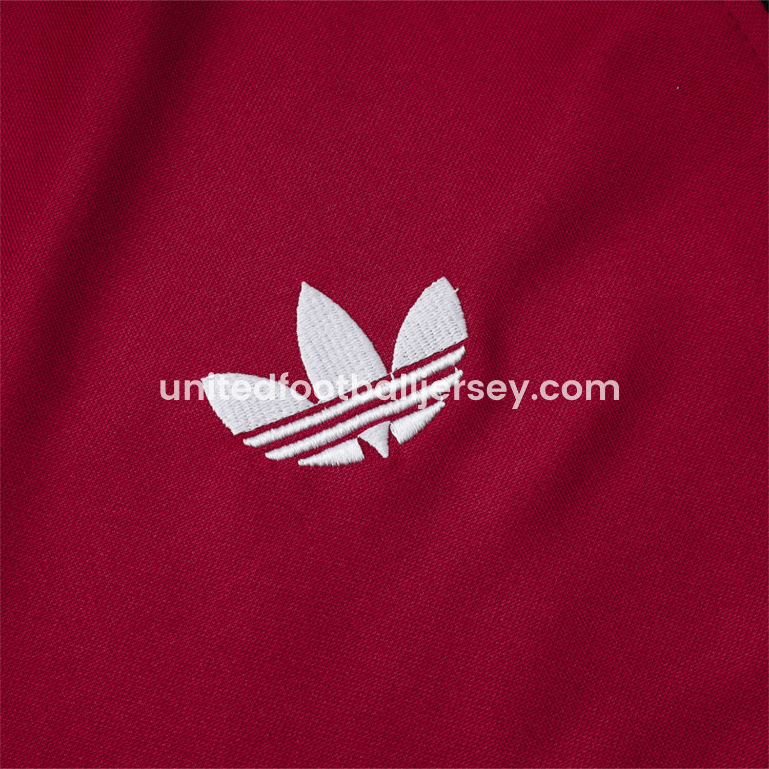 Manchester United 24-25 Throwback Jacket Training Tracksuit - Date Red Jackets & Black Pants - ReplicasJersey