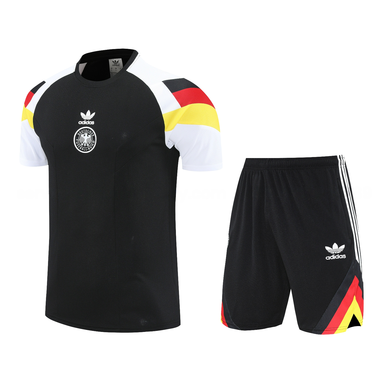 Germany 25-26 Short-Sleeve Training Set - Black Top & Black Shorts - ReplicasJersey