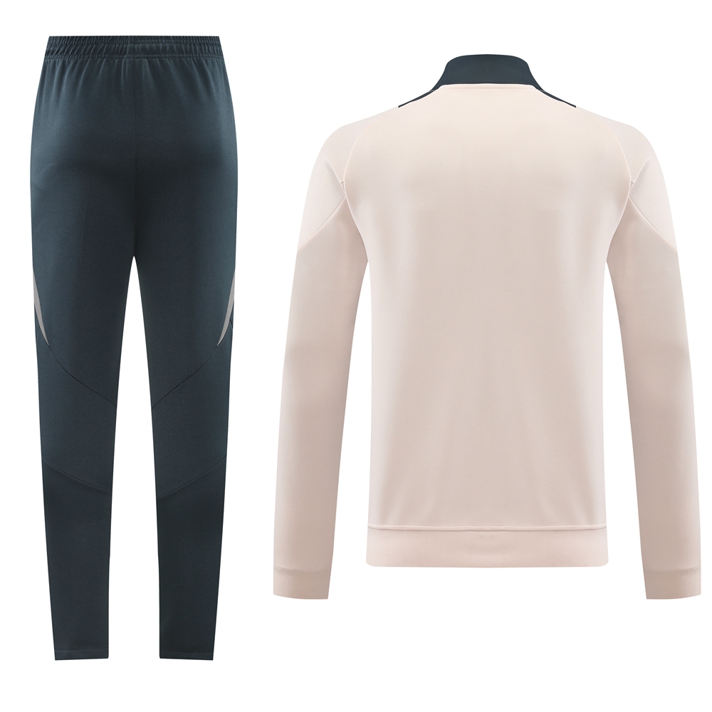 Real Madrid 24-25 Jacket Training Tracksuit - Light Pink Top and Deep Grey Pants - ReplicasJersey