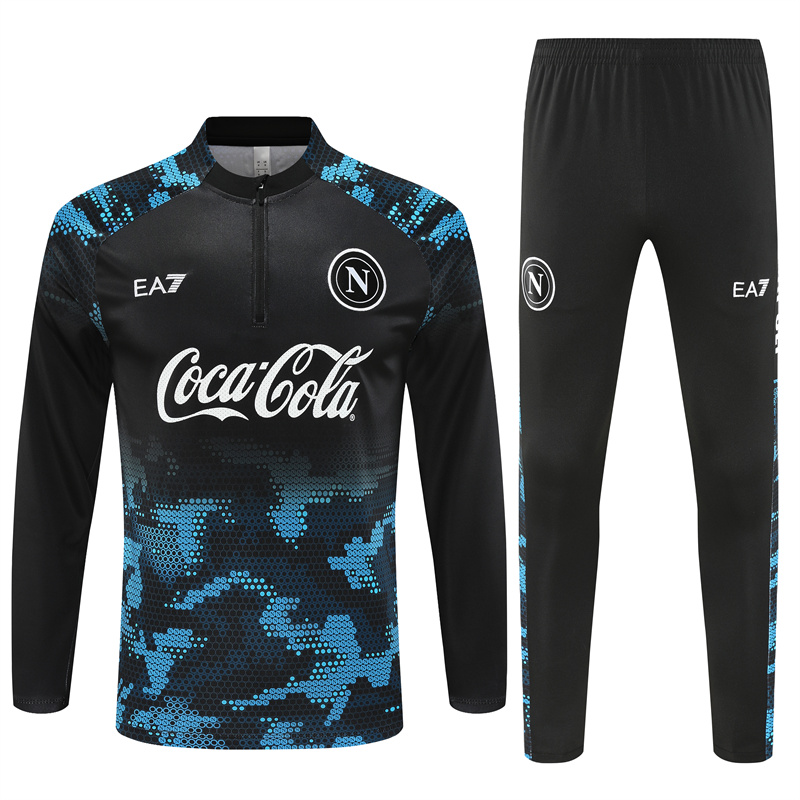 Napoli 24-25 Long Sleeve Training Set - Black Blue - ReplicasJersey