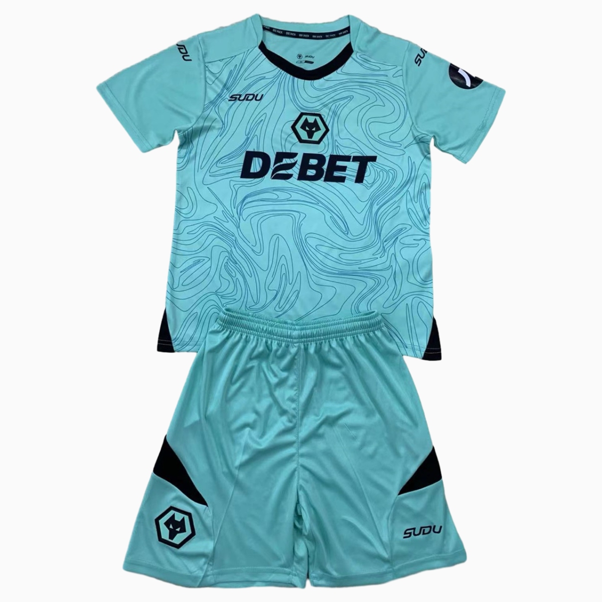Wolverhampton Wanderers Wolves 24-25 Goalkeeper Lake Blue Men's Adult Jersey Set - Fans Version - ReplicasJersey