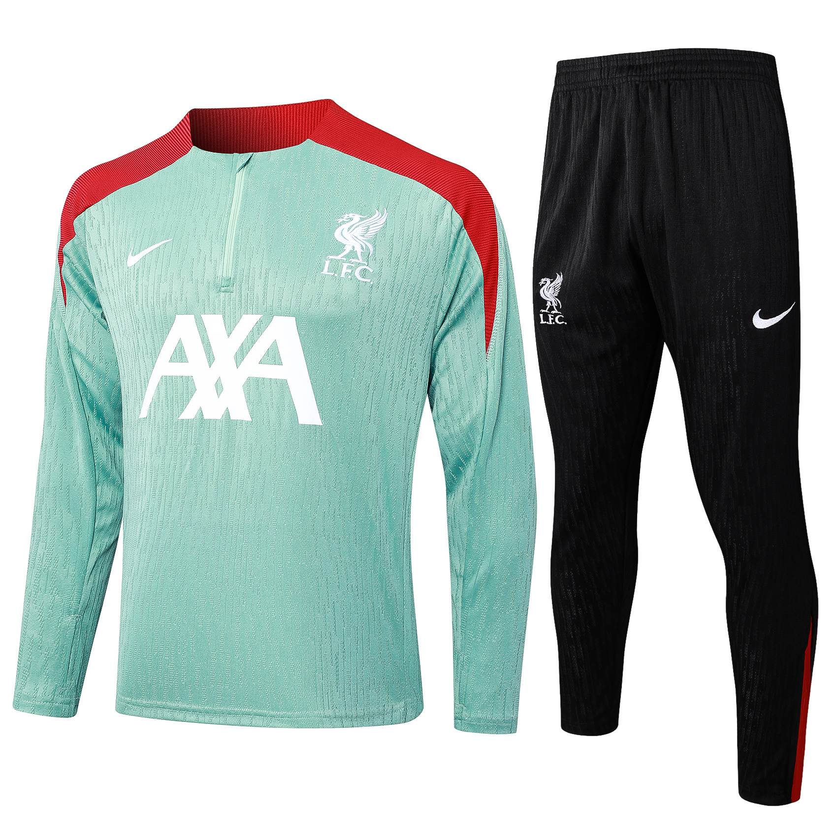 Liver.pool 24-25 Long Sleeve Training Set - Player Version - Green Top and Black Pants - ReplicasJersey