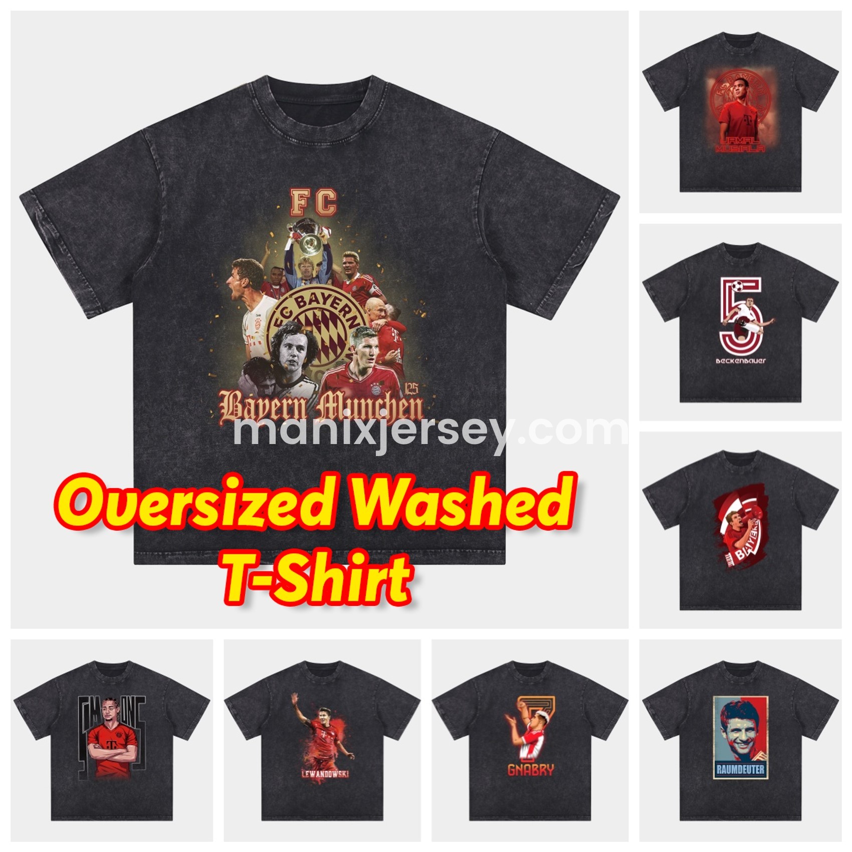 Bayern Munich 125th Legendary Players Oversized Washed T-Shirt - ReplicasJersey