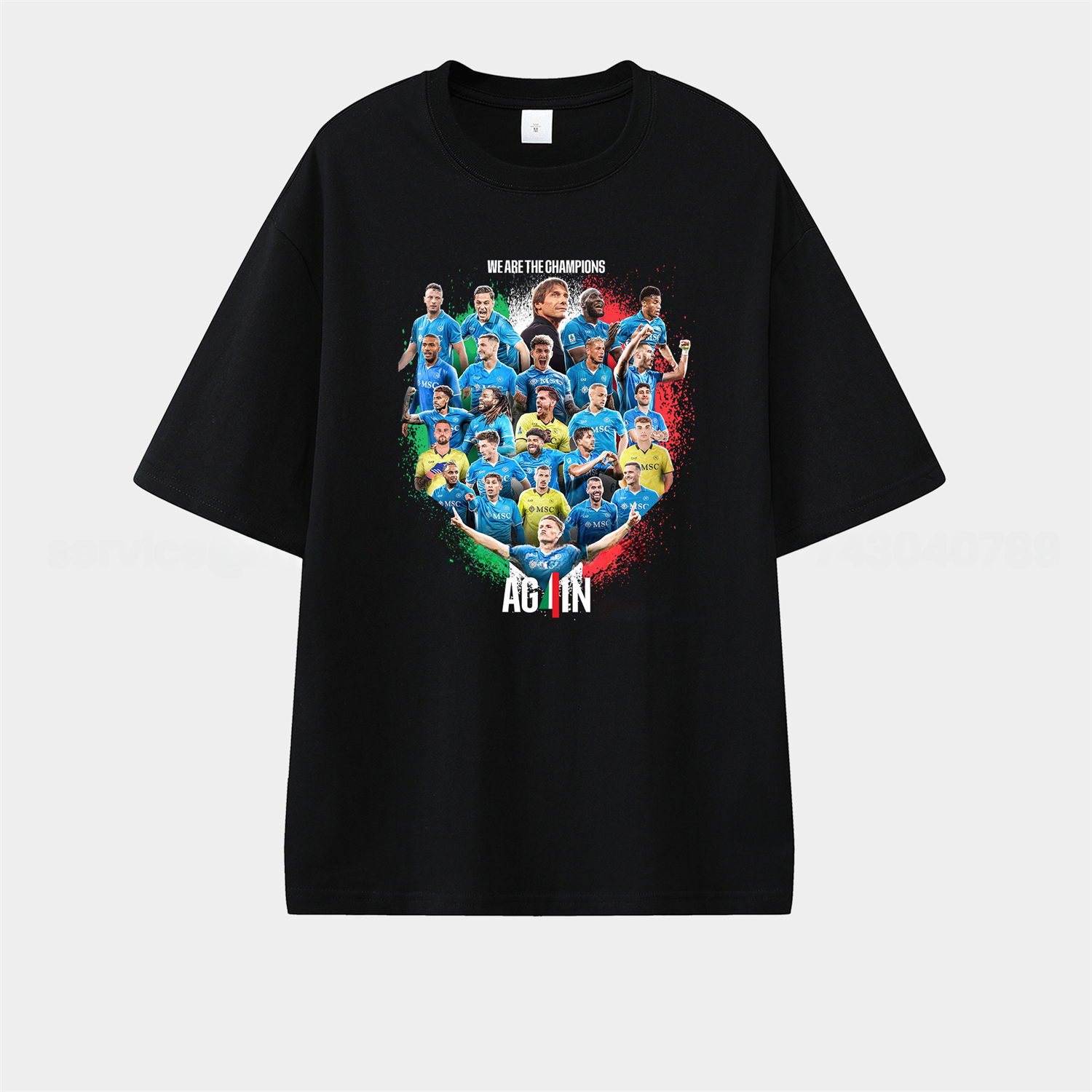 Napoli AG4IN 2025 We Are The Campion Unisex Pure Cotton T-shirt - ReplicasJersey