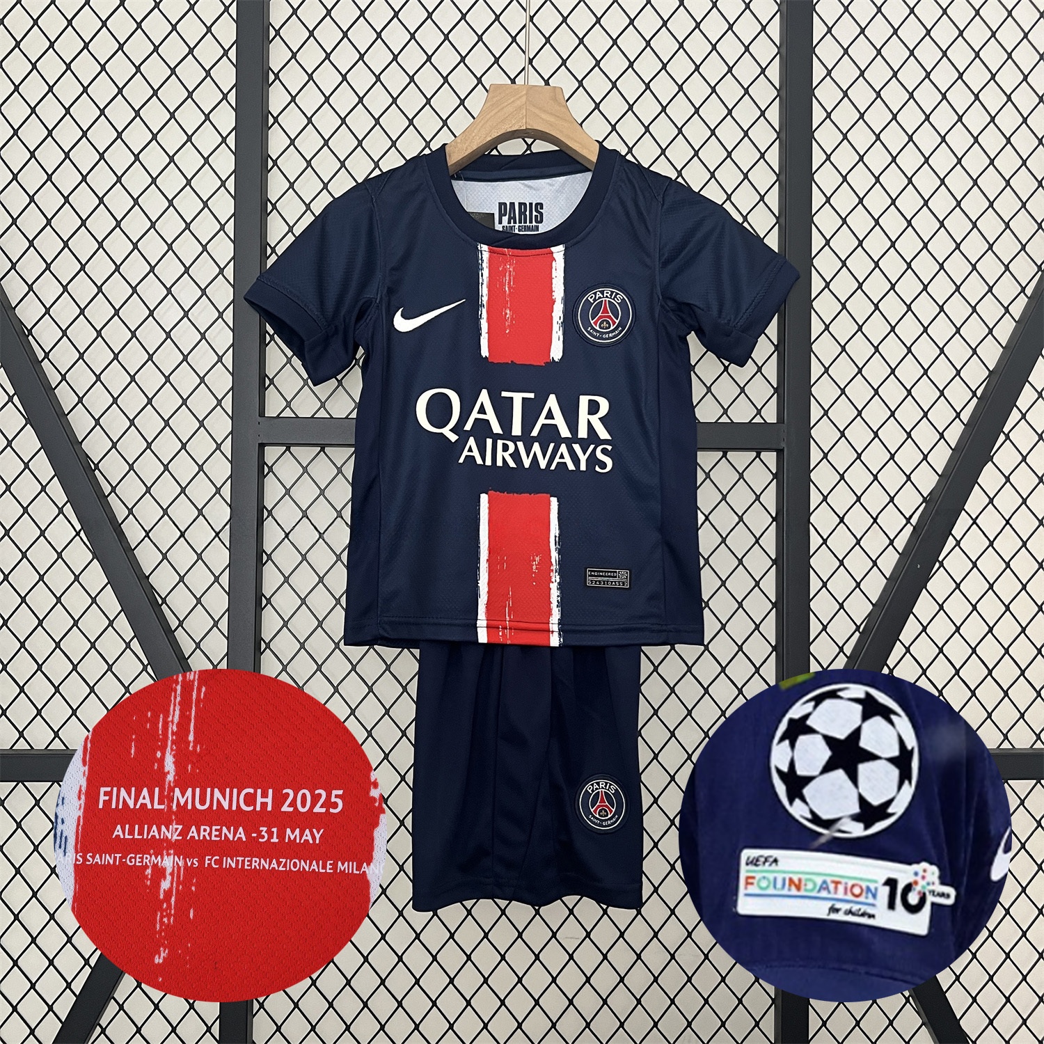 Paris Saint-Germain PSG 24-25 Champions League Final Home Kids Kit - ReplicasJersey