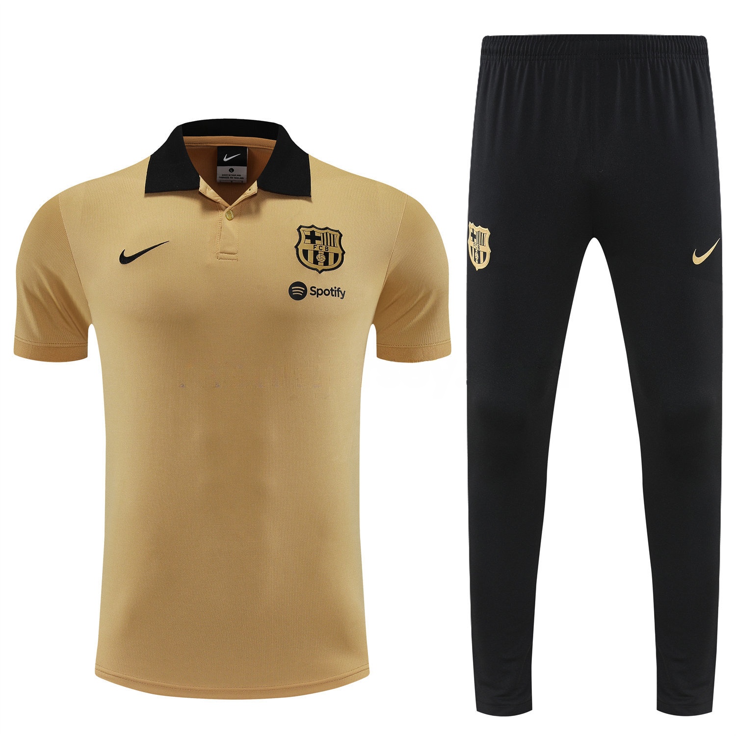 B.A.R.S.A 25-26 POLO Short-Sleeve Training Set - Light Brown Top and Black Pants - ReplicasJersey
