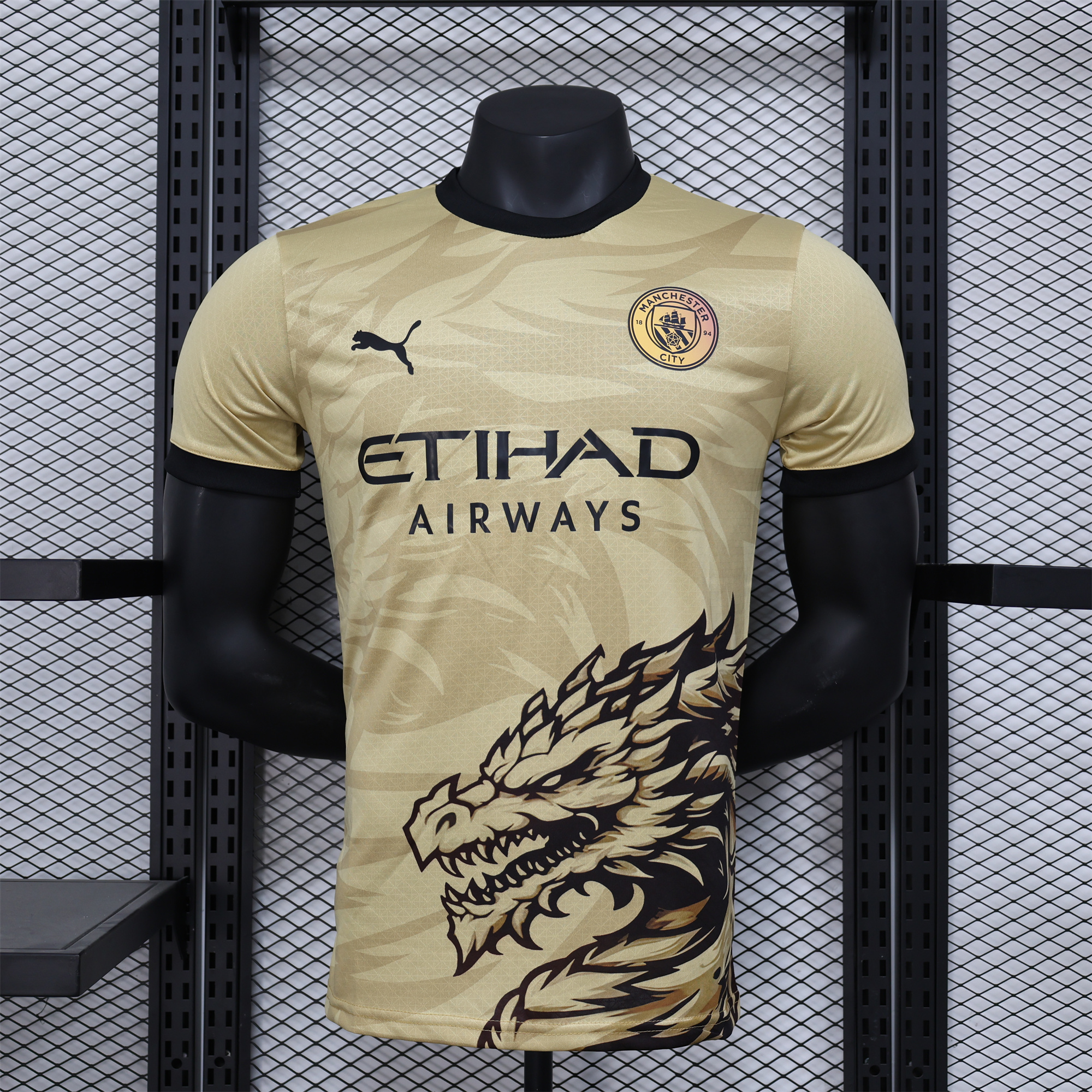 Manchester City 24-25 Gold and Black Loong Jersey - Player Version - ReplicasJersey