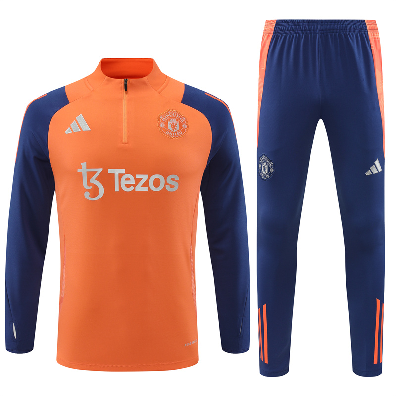 Manchester United 24-25 Long Sleeve Training Set - Orange - ReplicasJersey