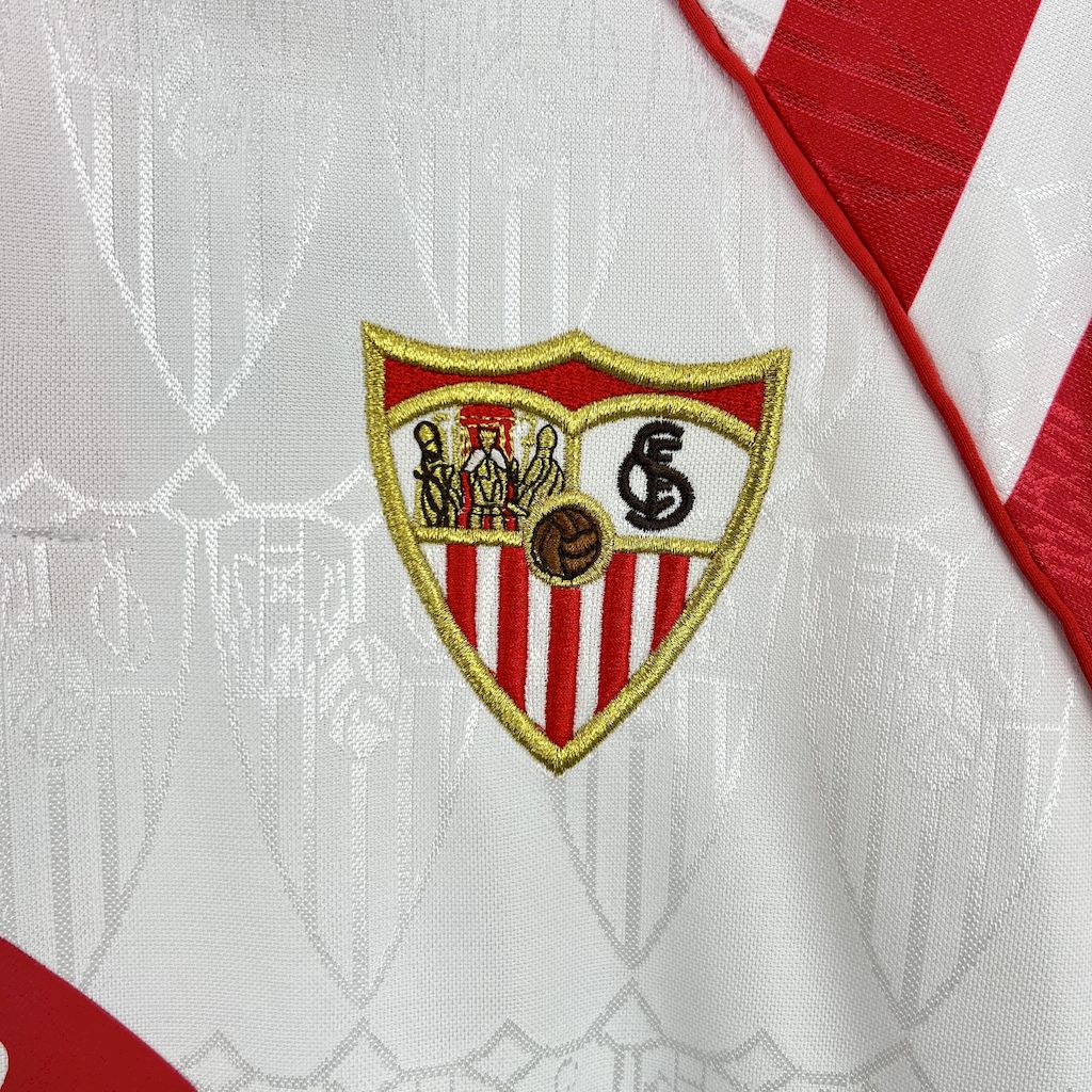 Retro Sevilla FC 1992-93 Home Jersey with Chest Sponsor - ReplicasJersey