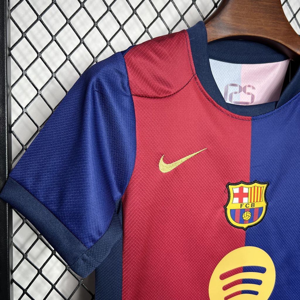 B.A.R.S.A 24-25 Home Stadium Kids Kit with Big Logo - ReplicasJersey