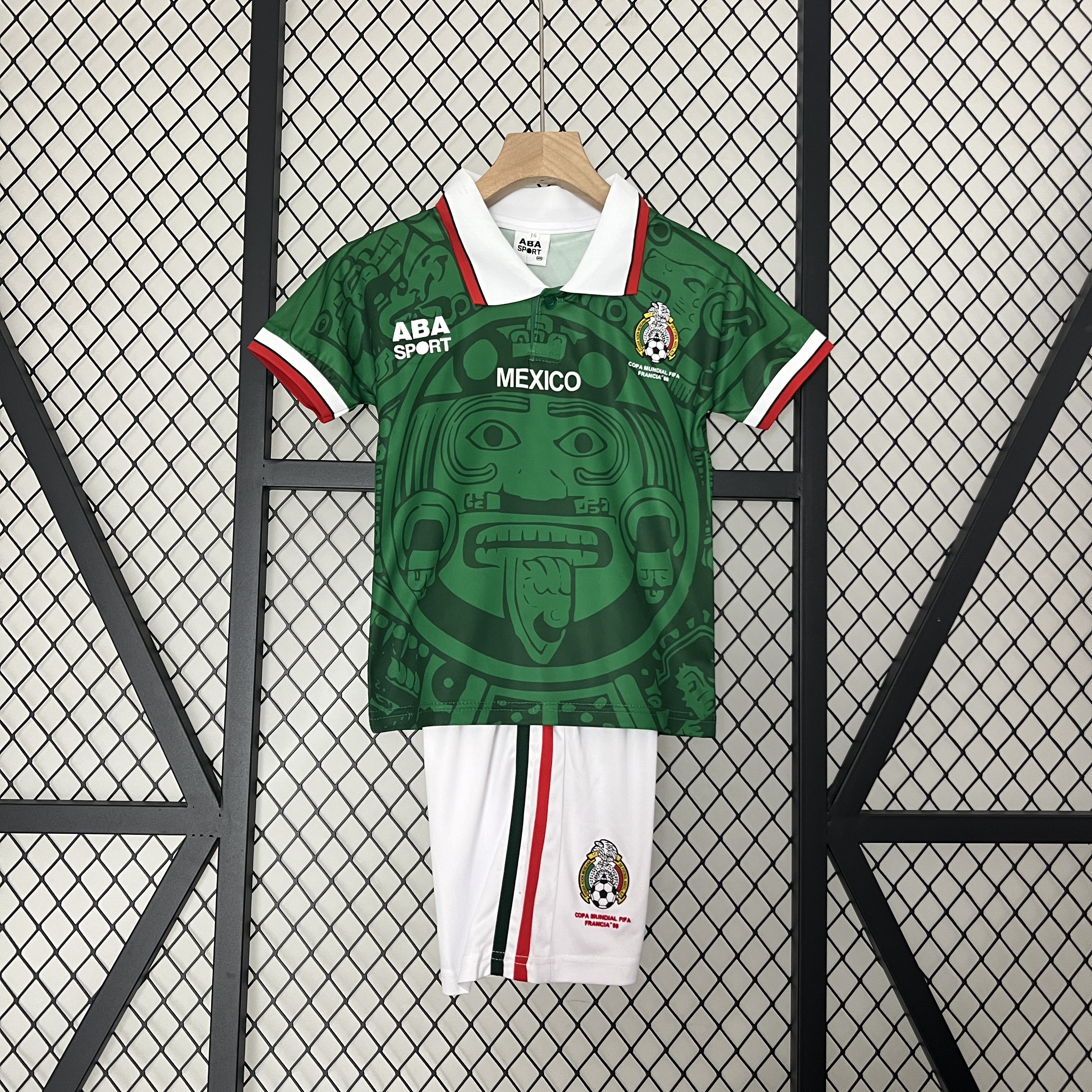 Retro Mexico 1998 Home Stadium Kids Kit - ReplicasJersey