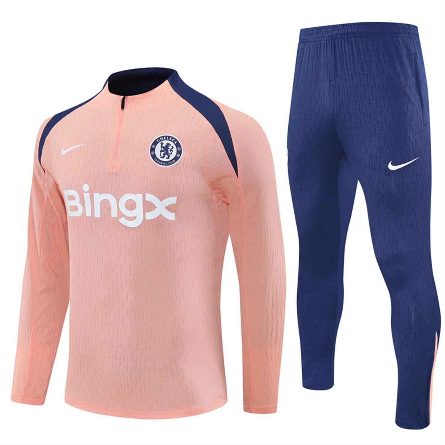 C.H.E.L.S.E.A 25-26 Long Sleeve Training Set - Player Version - Pink Top and Blue Pants - ReplicasJersey