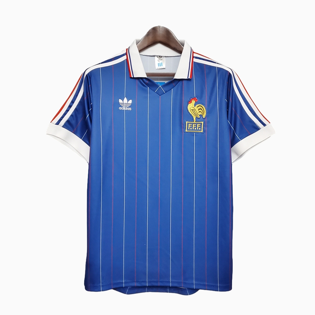 Retro France 1982 Home Stadium Jersey - ReplicasJersey