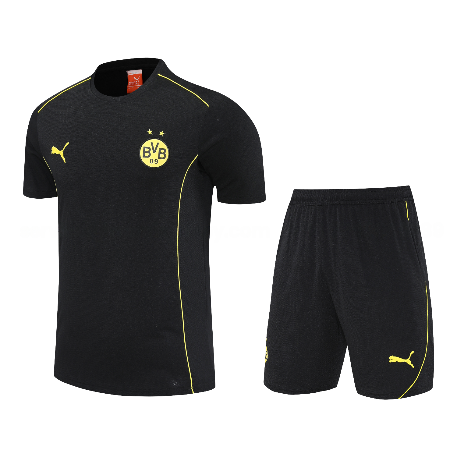 Dortmund 25-26 Short-Sleeve Training Set - Black Top & Black Shorts - ReplicasJersey