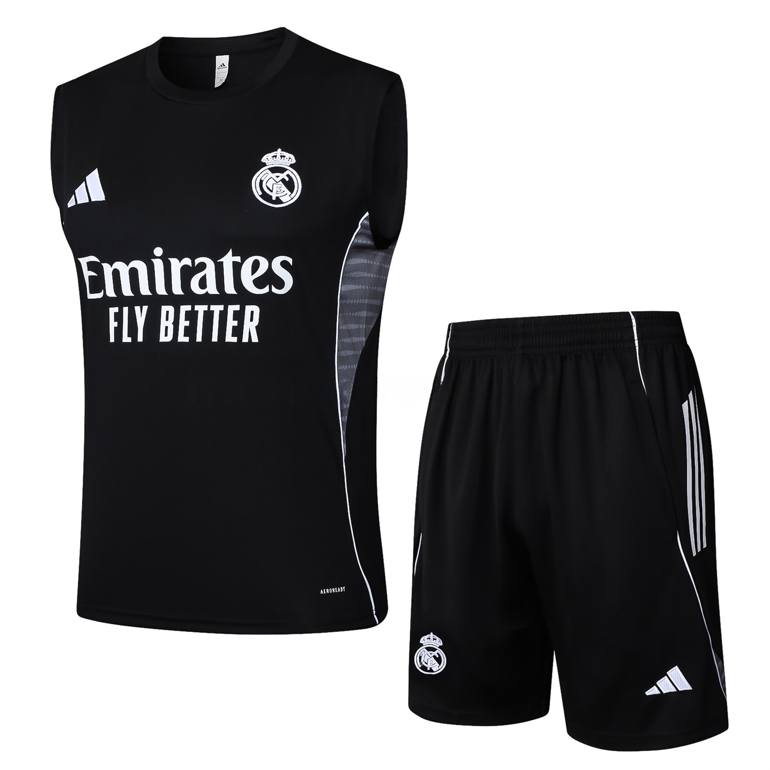 Real Madrid 25-26 Vest Training Set - Black Vest and Black Shorts - ReplicasJersey