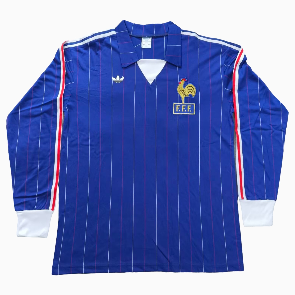Retro France 1982 Home Long Sleeves Jersey - ReplicasJersey