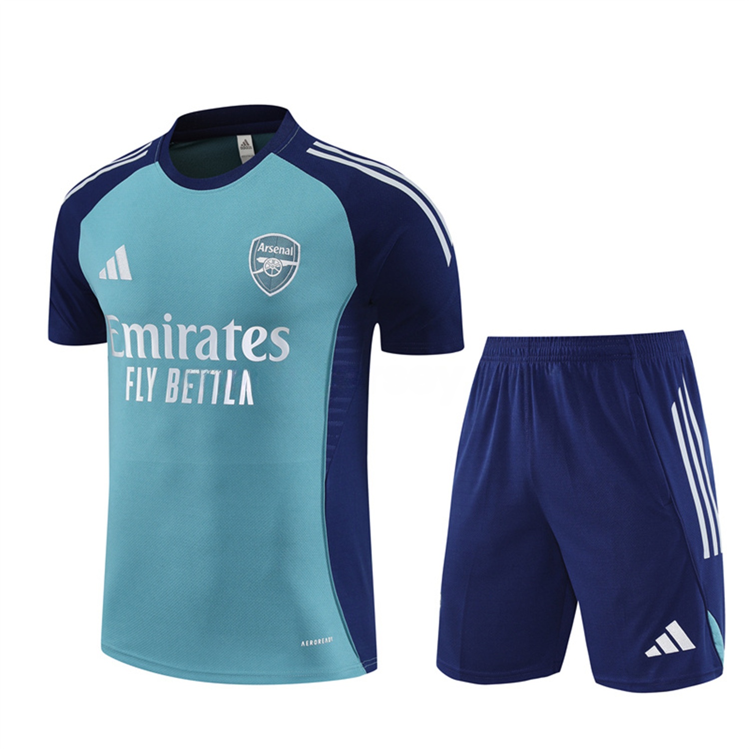 Arsenal 25-26 Short-Sleeve Training Set - Green Top and Deep Blue Shorts - ReplicasJersey