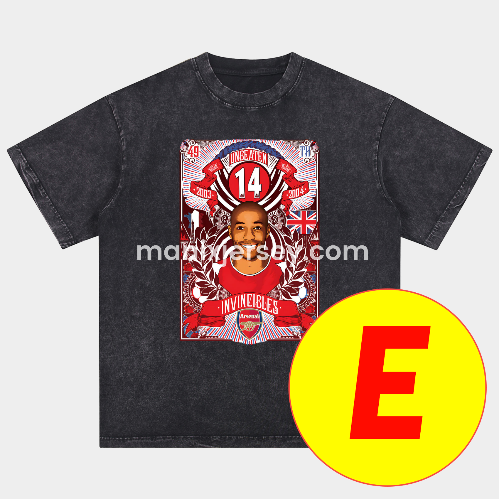 Arsenal Henry Wenger Saka Gunners Oversized Washed T-Shirt - ReplicasJersey