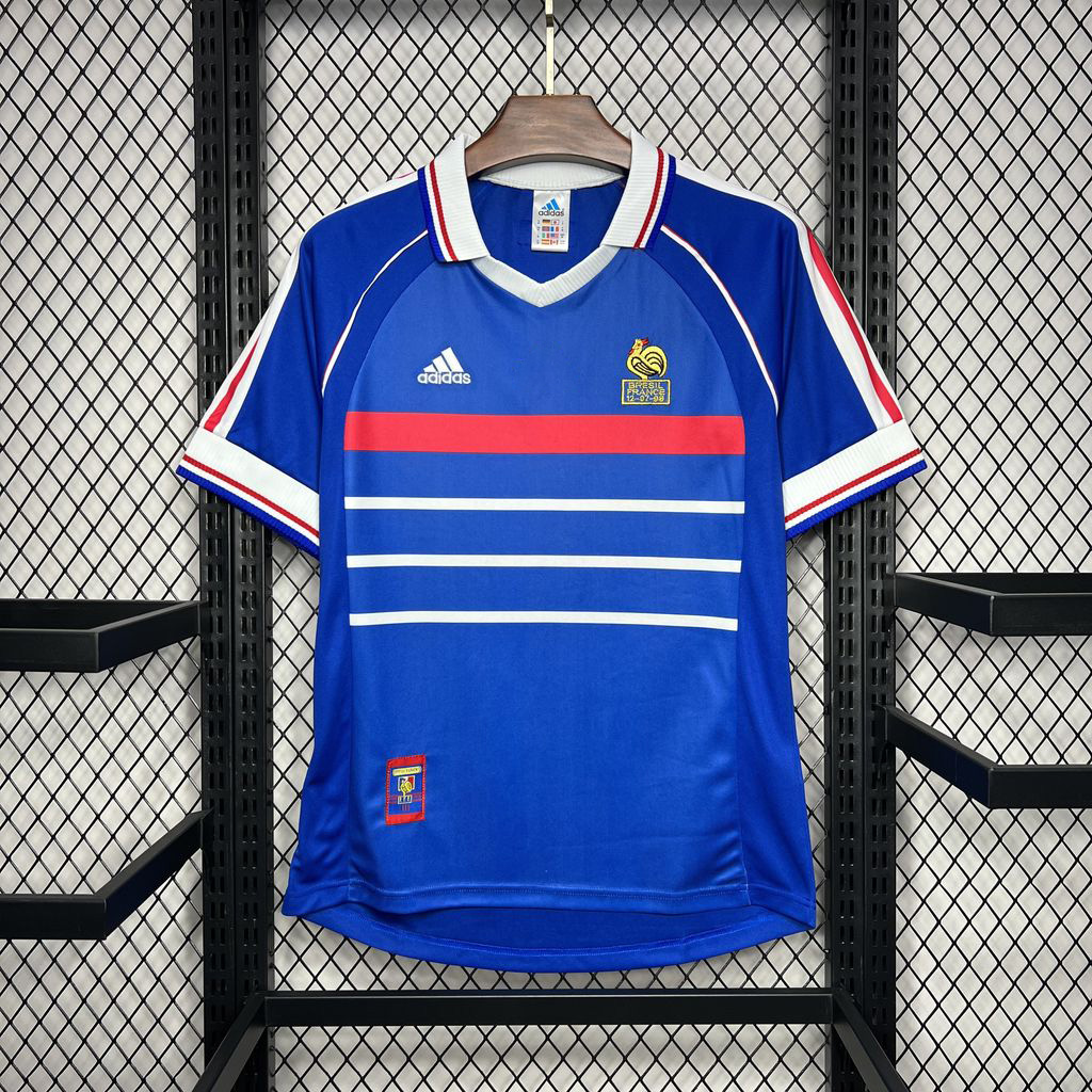 Retro France 1998 Home Stadium Jersey - ReplicasJersey