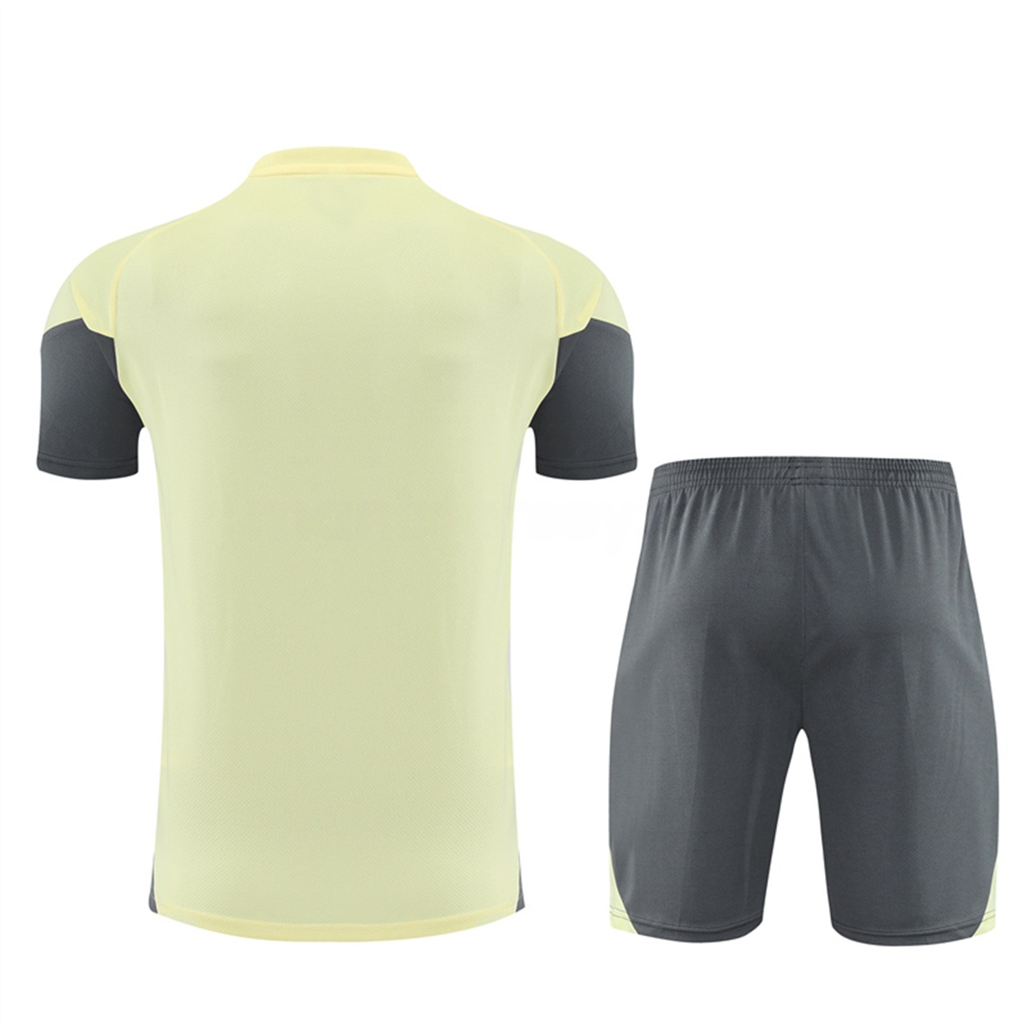 Real Madrid 25-26 Kids Short-Sleeve Training Set - Yellow Top and Grey Shorts - ReplicasJersey