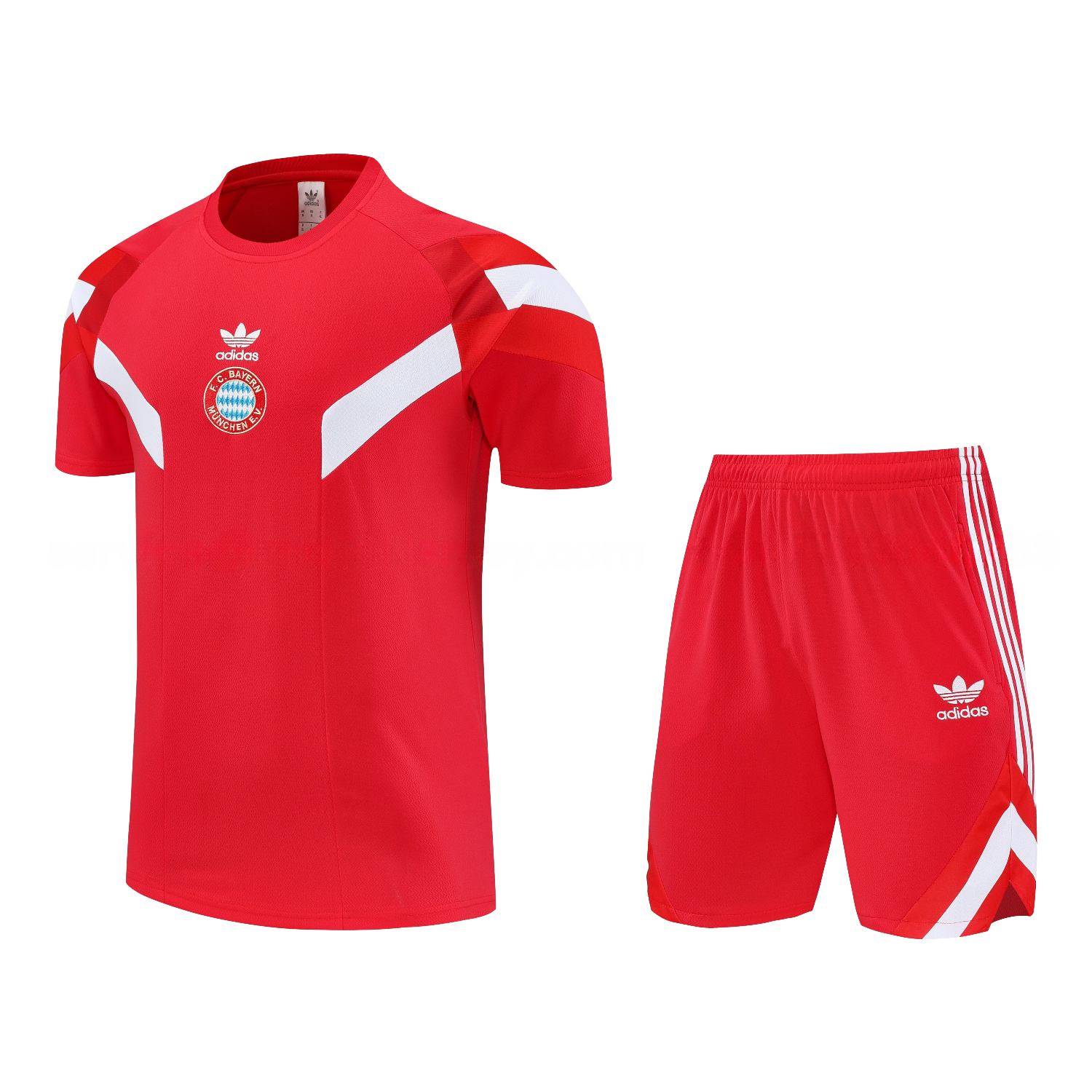 Bayern Munich 25-26 Short-Sleeve Training Set - Red Top & Red Shorts - ReplicasJersey