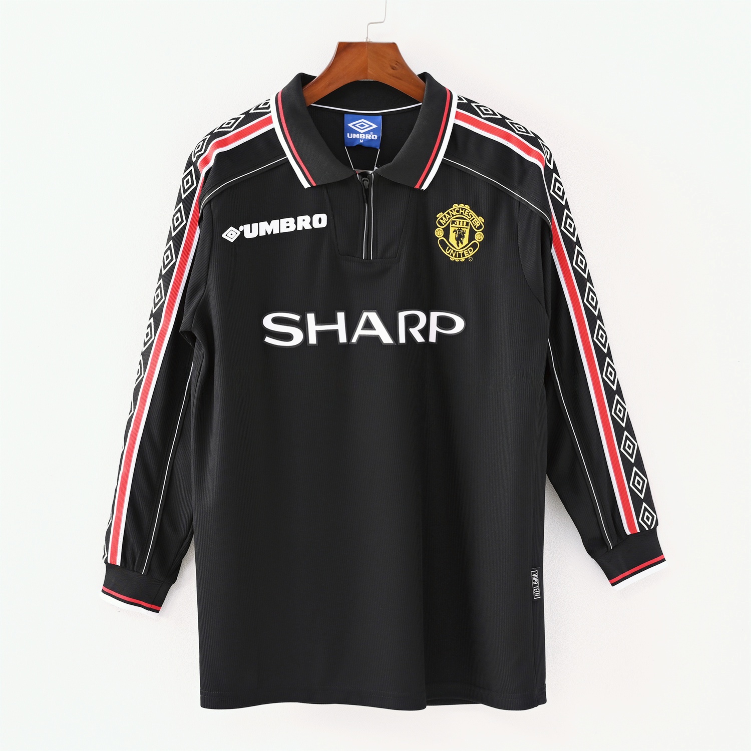 Manchester United Retro 1998-99 Black Long Sleeves Jersey - ReplicasJersey