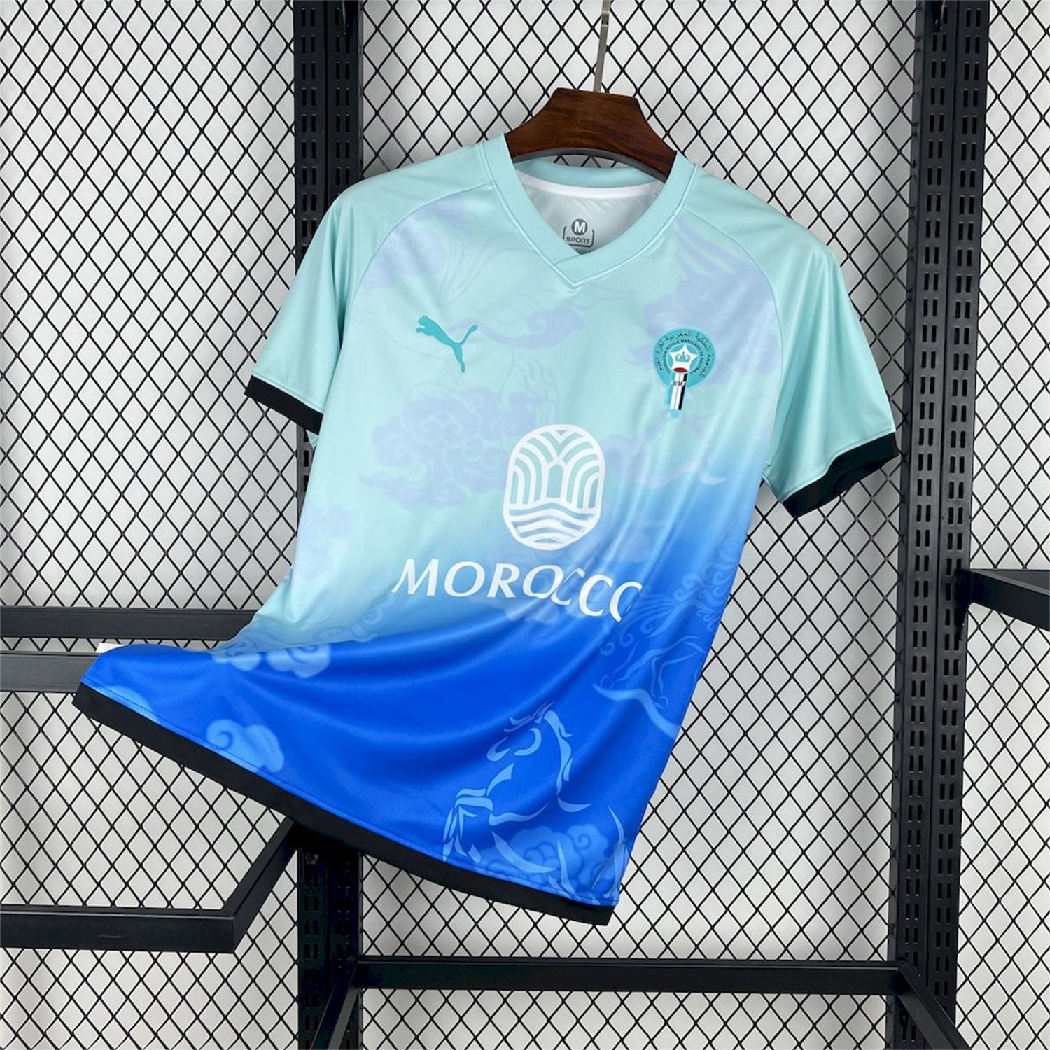 Morocco 25-26 Blue Gradient Auspicious Cloud Pattern Special Jersey - Fans Version - ReplicasJersey