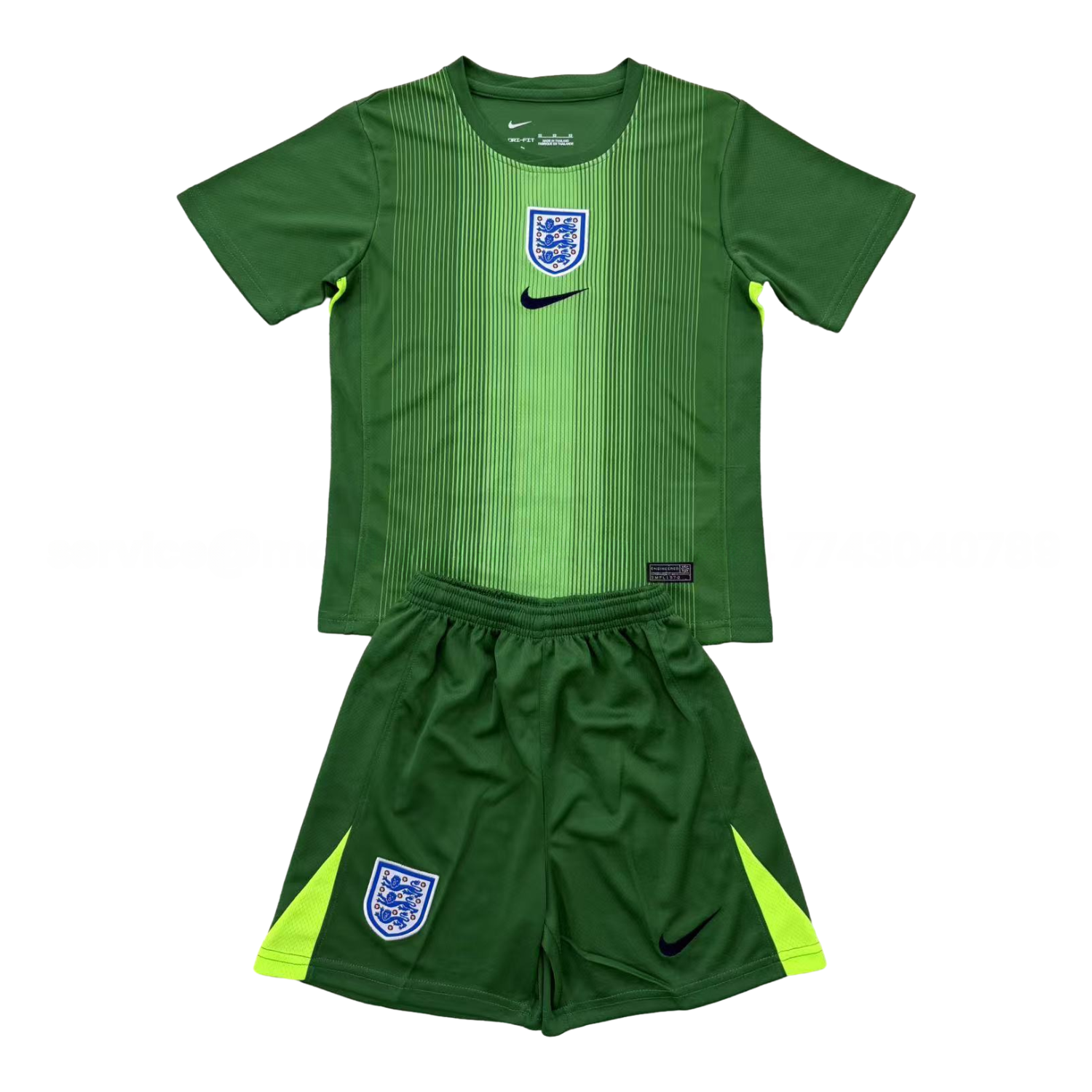 England 25-26 Green Goalkeeper Men's Adult Jersey Set - Fans Version - ReplicasJersey