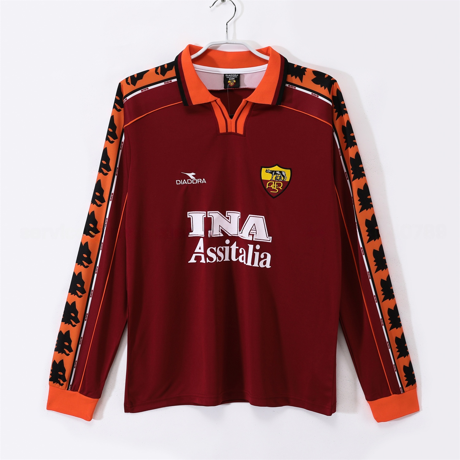 Retro Roma 1998-99 Home Long Sleeves Jersey - ReplicasJersey