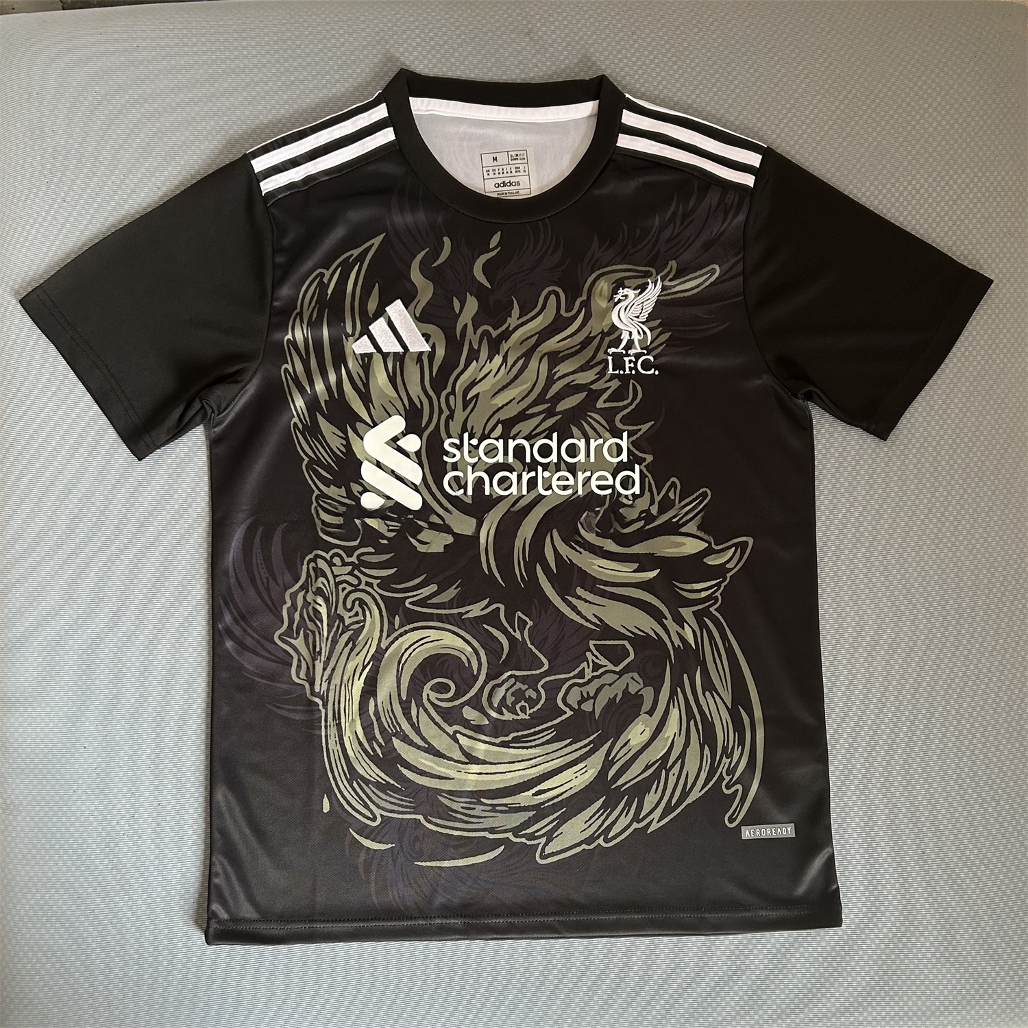 Liver.pool 25-26 Gray Green Liver.pool Bird Black Jersey - Fans Version - ReplicasJersey