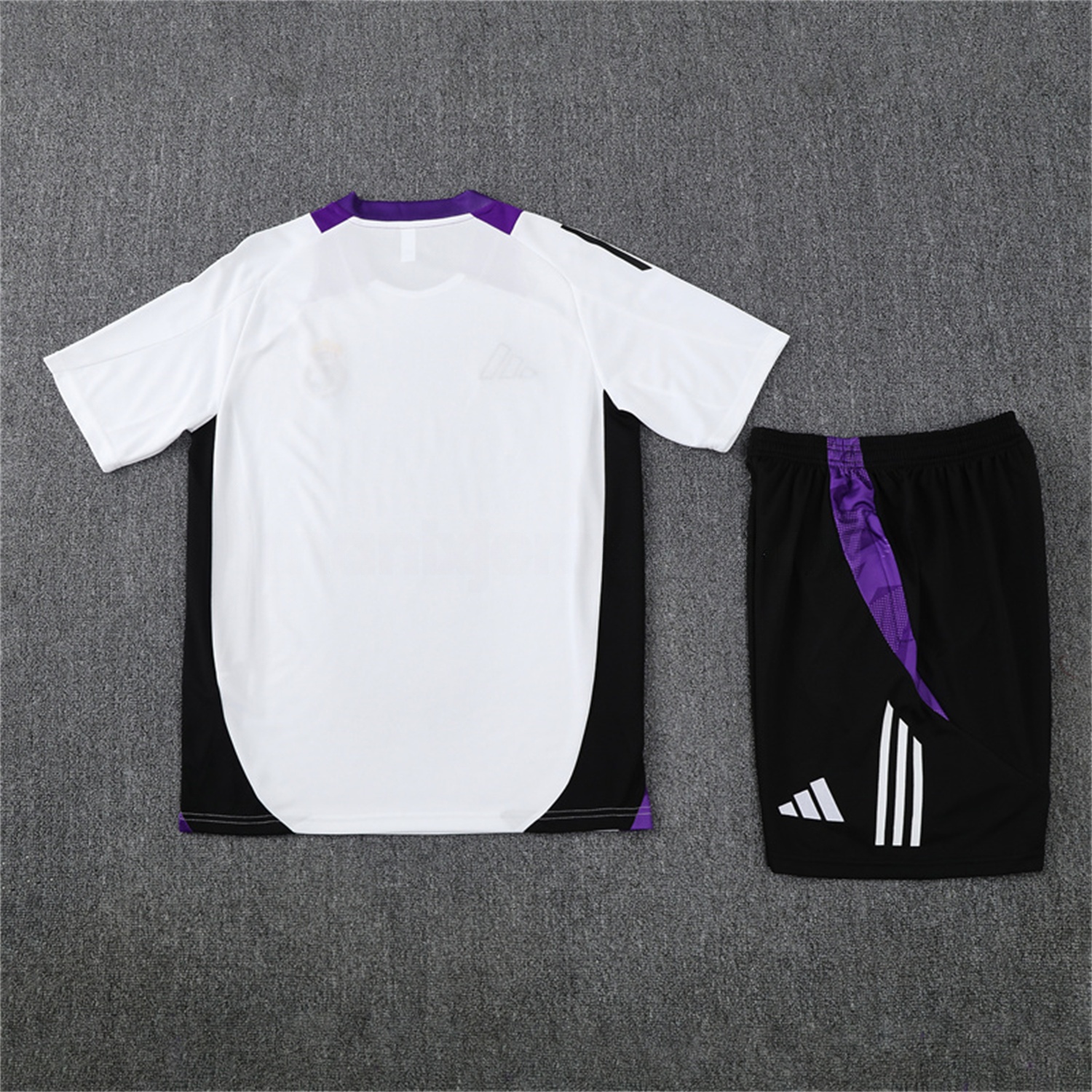 Real Madrid 24-25 Short-Sleeve Kids Training Set - White with Purple - ReplicasJersey
