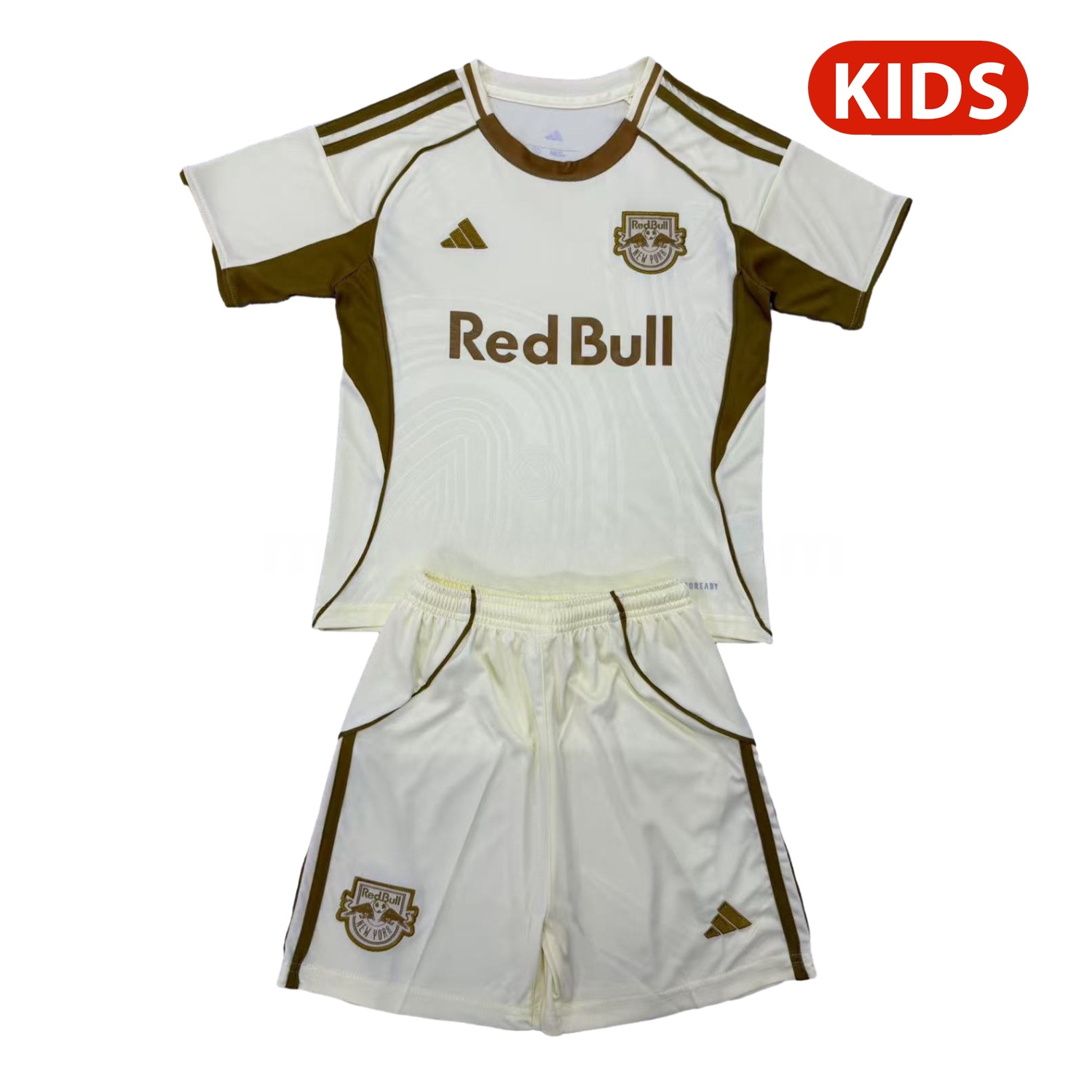 New York Red Bulls 25-26 Light Yellow Pre-Match Training Kids Kit - ReplicasJersey
