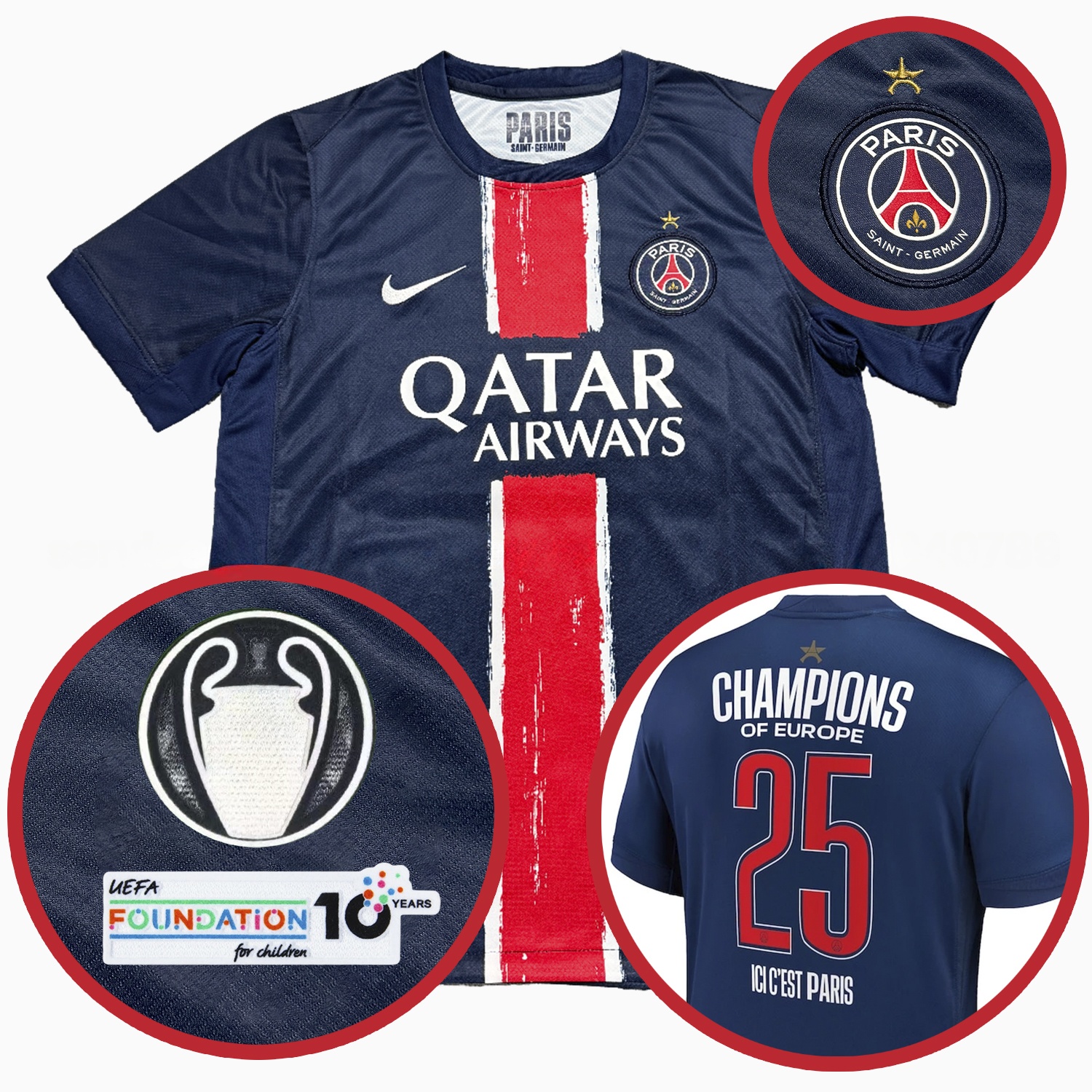 Paris Saint-Germain PSG 2025 Champions League Eiffel Tower Star Jersey - Fans Version - ReplicasJersey