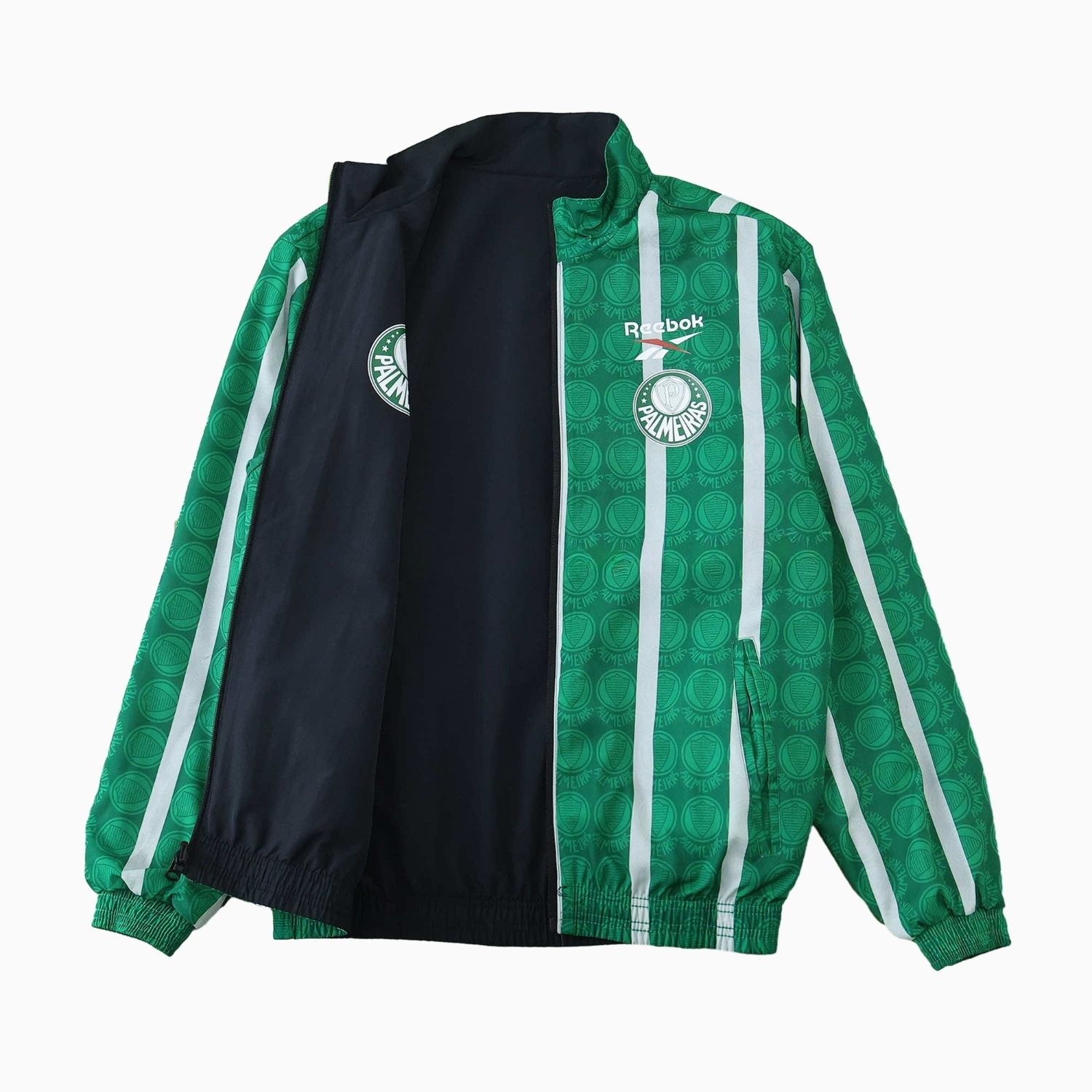 Palmeiras 25-26 Double Sided Reversible Windbreaker - Black & Green - ReplicasJersey