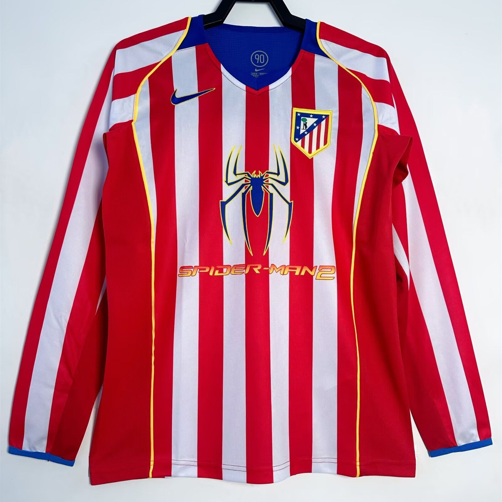 Retro Atletico Madrid 2004-05 Home Long Sleeves Jersey - S.p.i.d.e.r M.a.n - ReplicasJersey