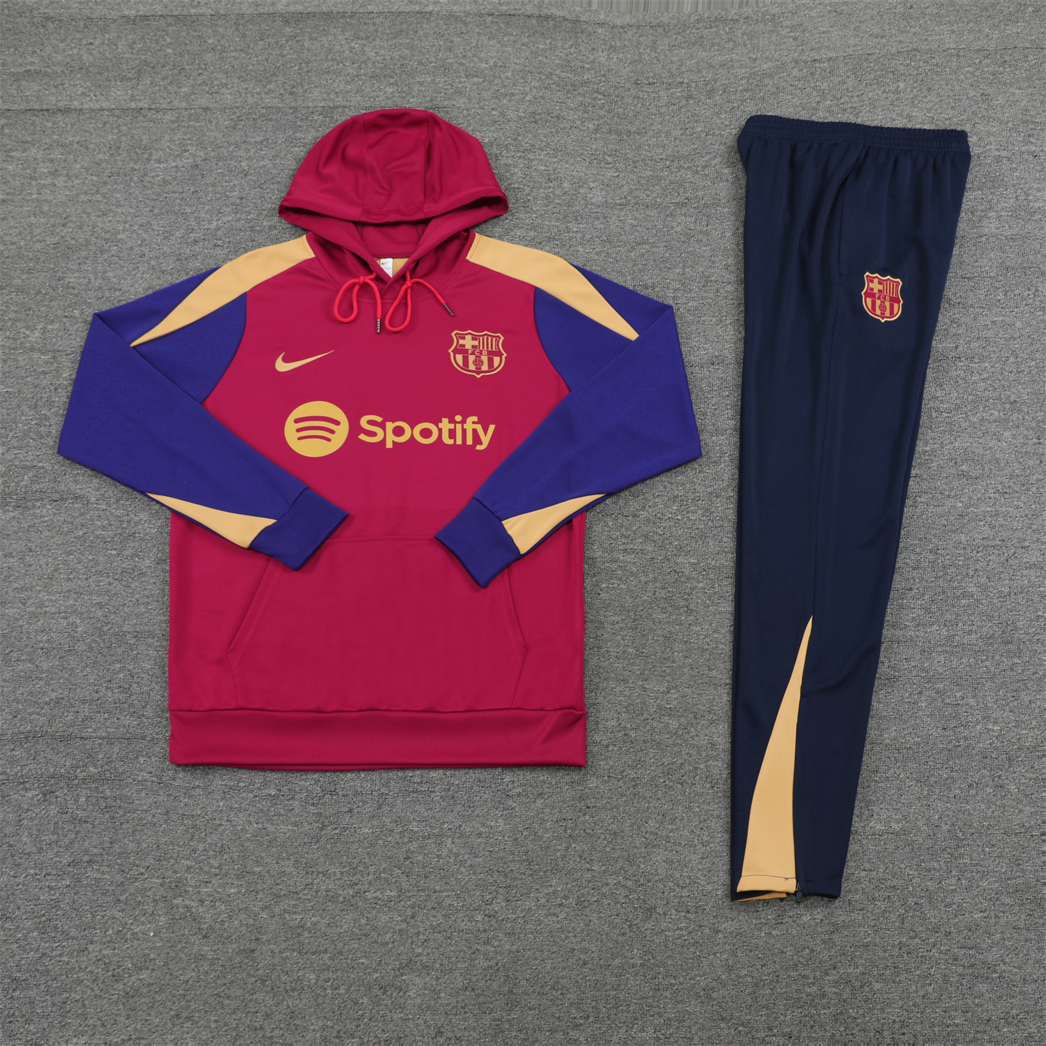 B.A.R.S.A 24-25 Training Hoodie Set - Red Hoodie and Deep Blue Pants - ReplicasJersey