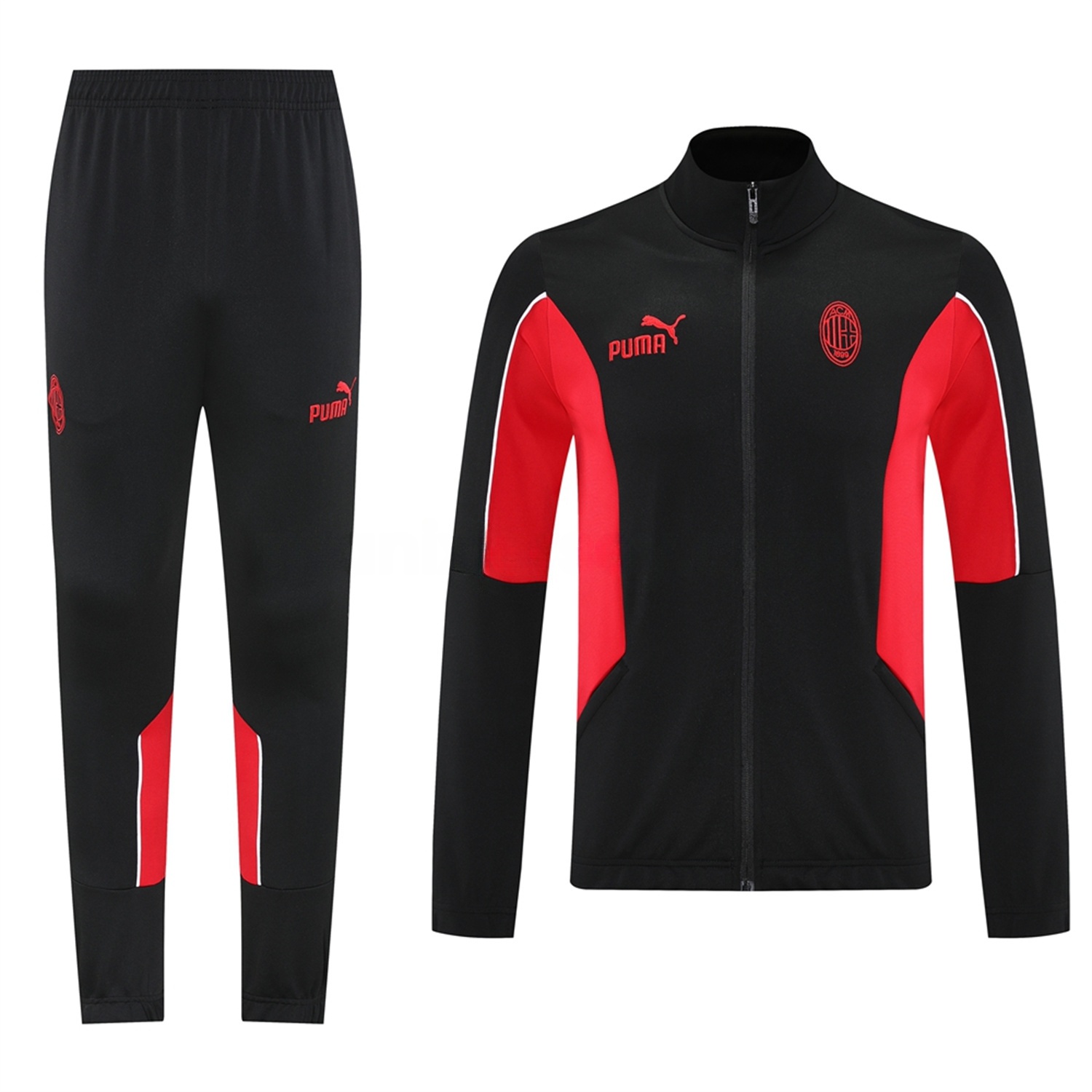 AC Milan 25-26 Jacket Training Tracksuit - Black top & Black Pants - ReplicasJersey
