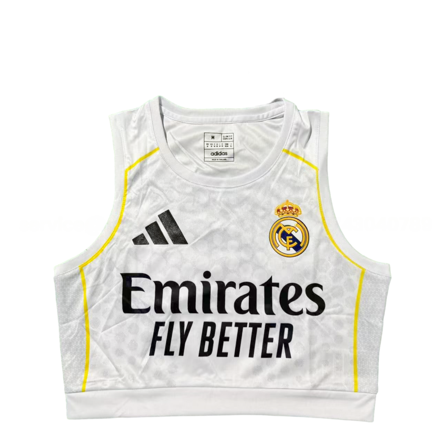 Women's Real Madrid 25-26 Home Gold Line White Yoga Vest - ReplicasJersey