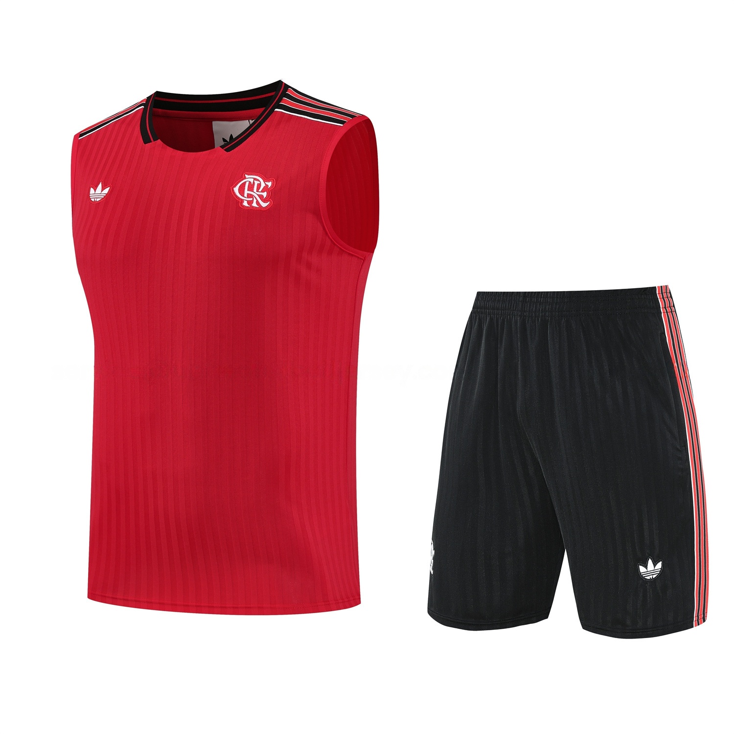 Flamengo 25-26 Short-Sleeve Training Set - Red Vest & Black Shorts - ReplicasJersey