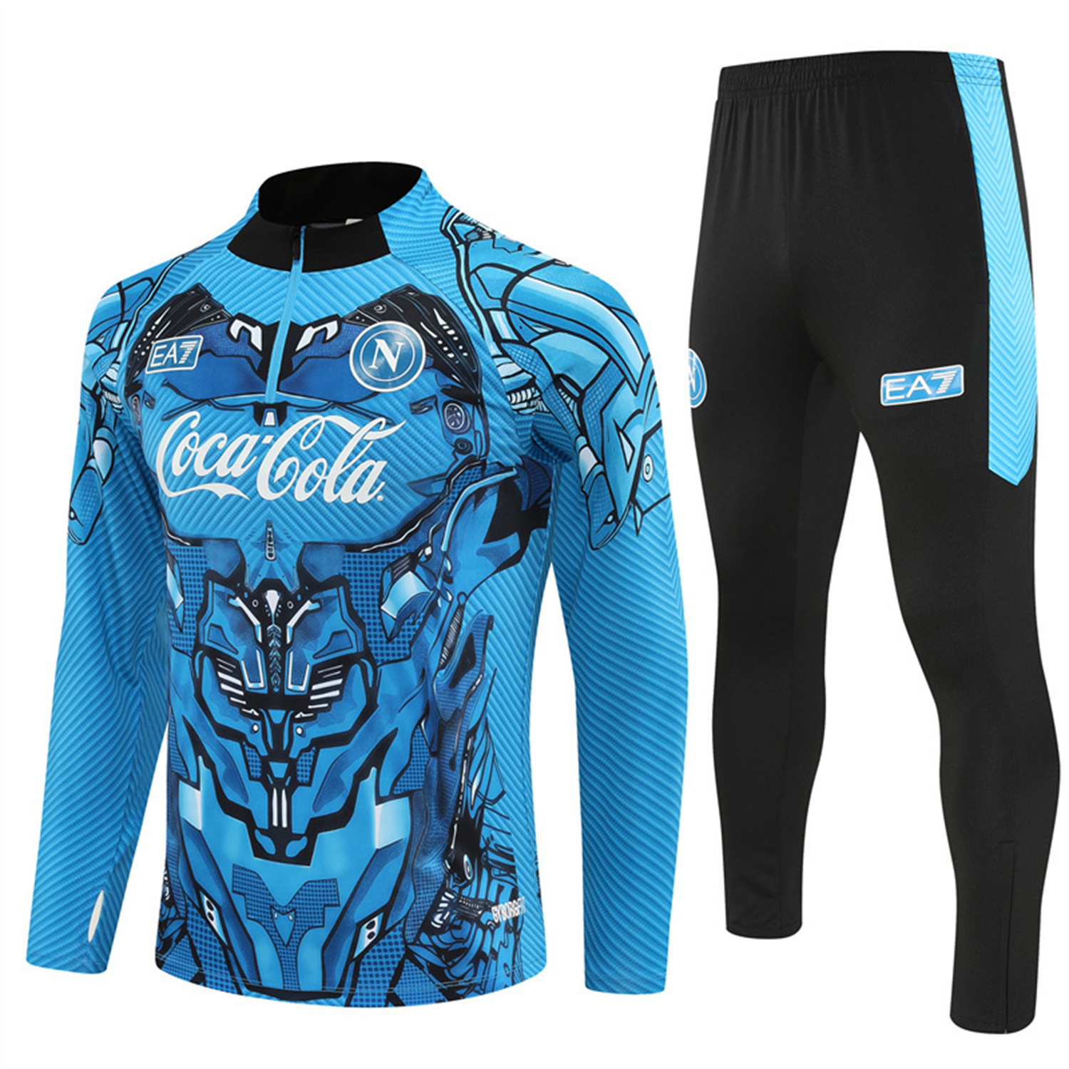Napoli 25-26 Long Sleeve Training Set - Blue Mecha Top & Black Pants - ReplicasJersey