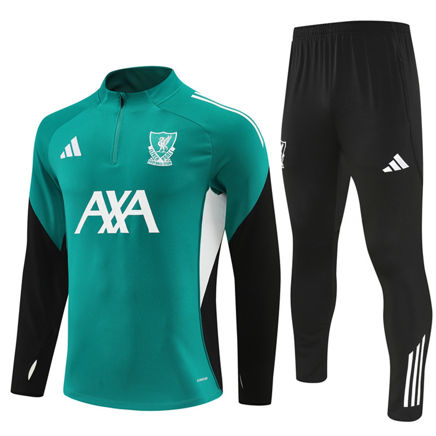 Liver.pool 25-26 Long Sleeve Training Set - Green Top & Black Pants - ReplicasJersey