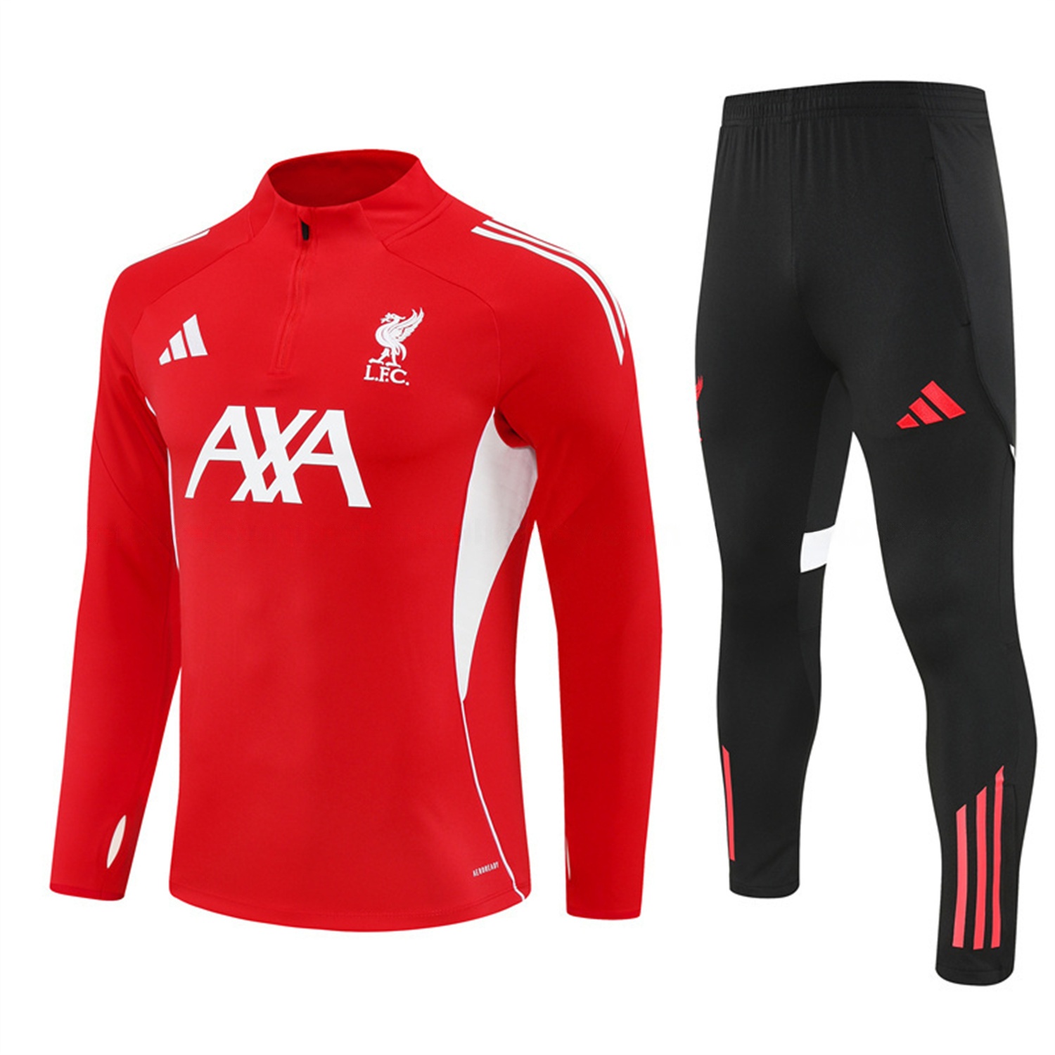 Liver.pool 25-26 Long Sleeve Training Set - Red Top & Black Pants - ReplicasJersey