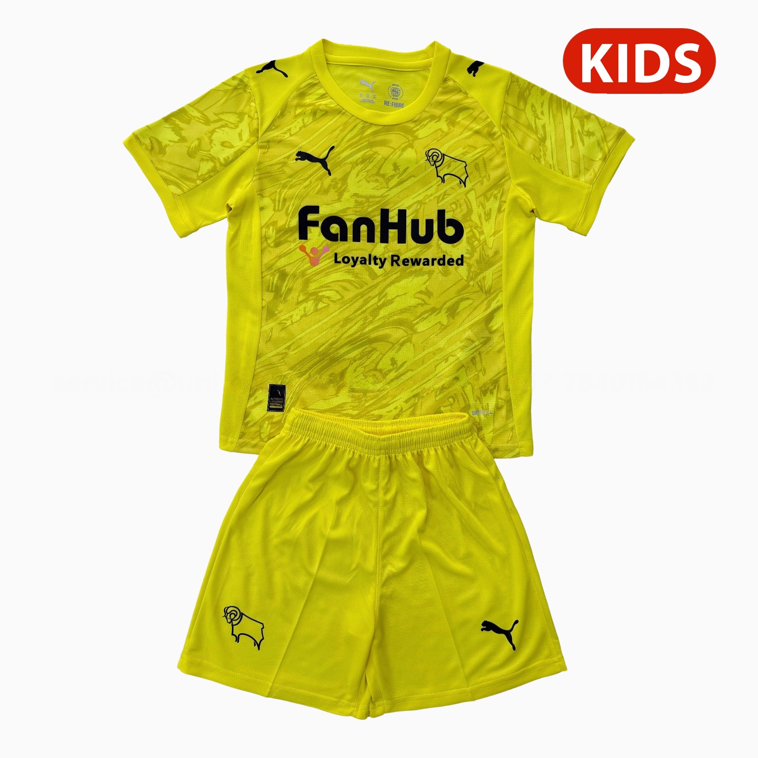 Derby County 25-26 Yellow Goalkeeper Kids Kit - ReplicasJersey