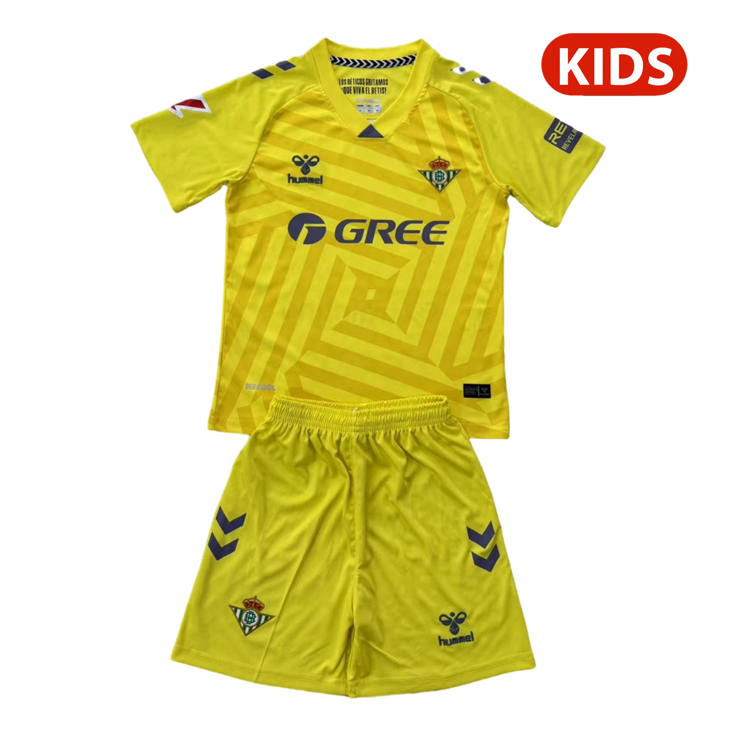Real Betis 25-26 Yellow Goalkeeper Kids Kit - ReplicasJersey