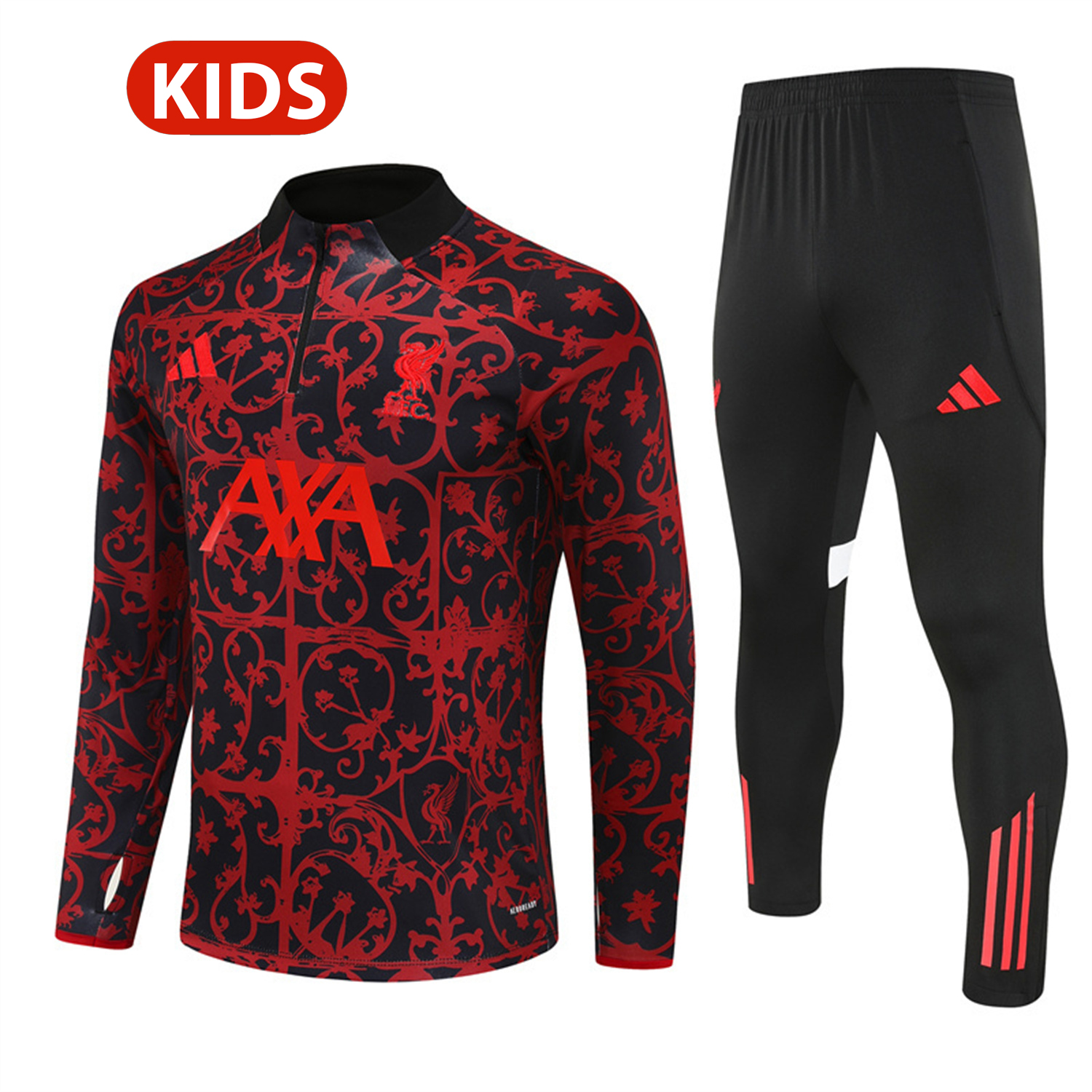 Liver.pool 25-26 Kids Long Sleeve Training Set - Red Camouflage Top & Blsck Pants - ReplicasJersey